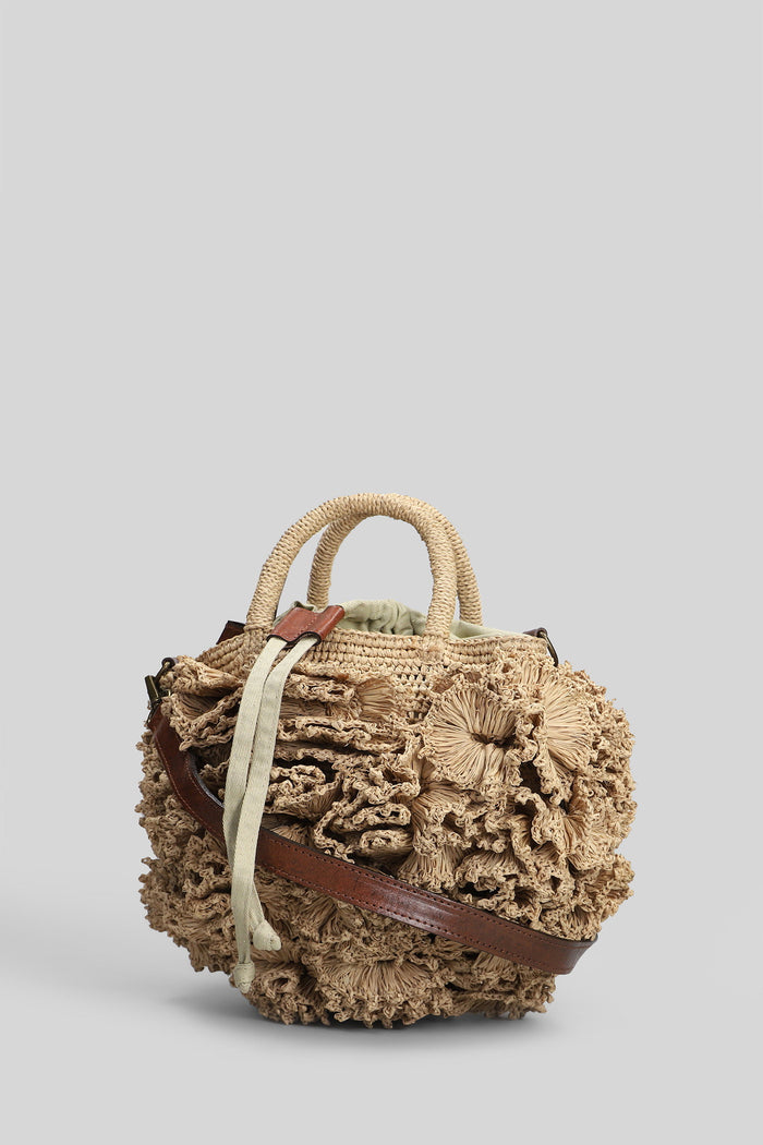 Coral Shoulder Bag Beige Raffia Borse