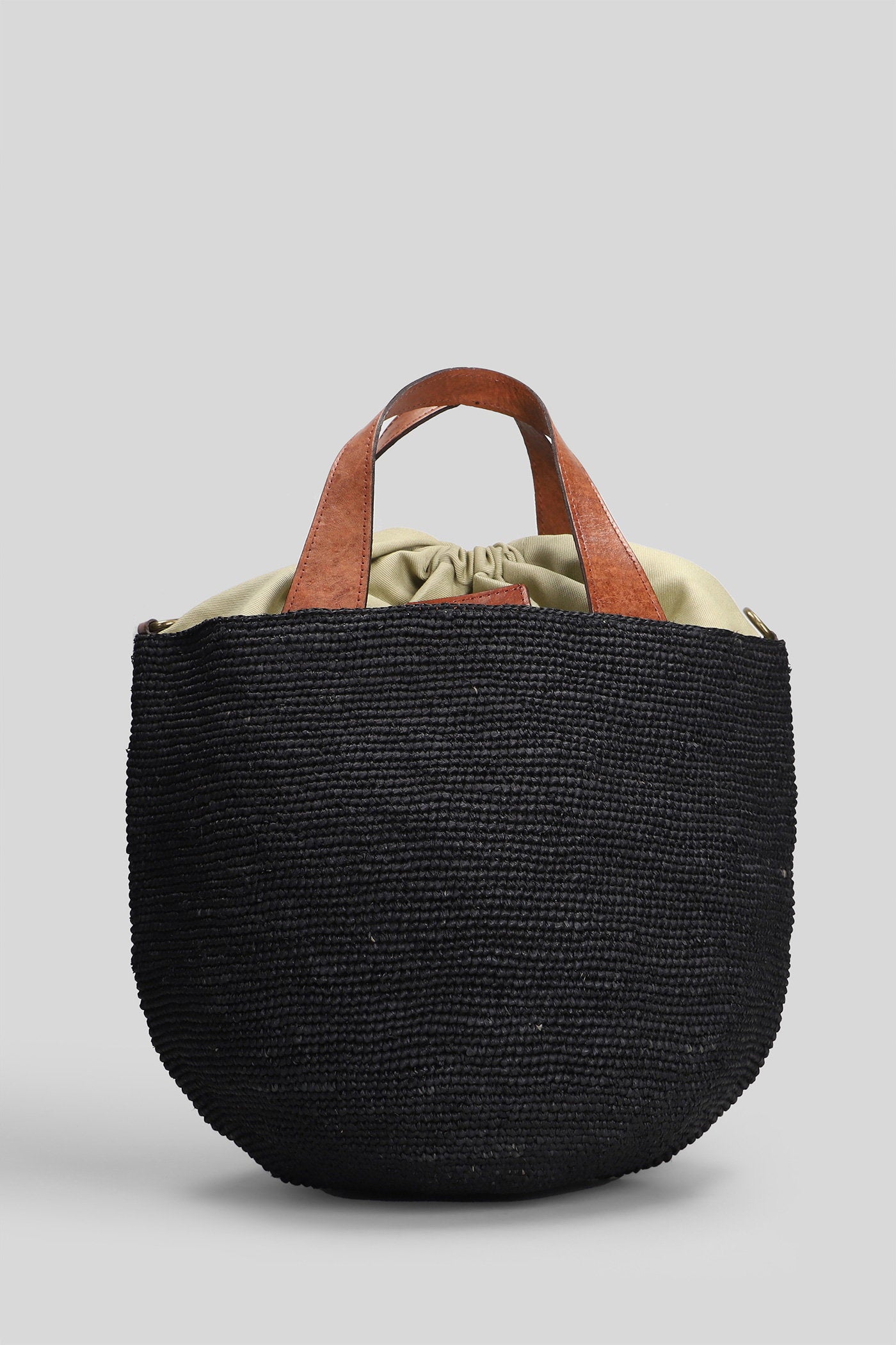 Mirozy Shoulder Bag Black Raffia Borse