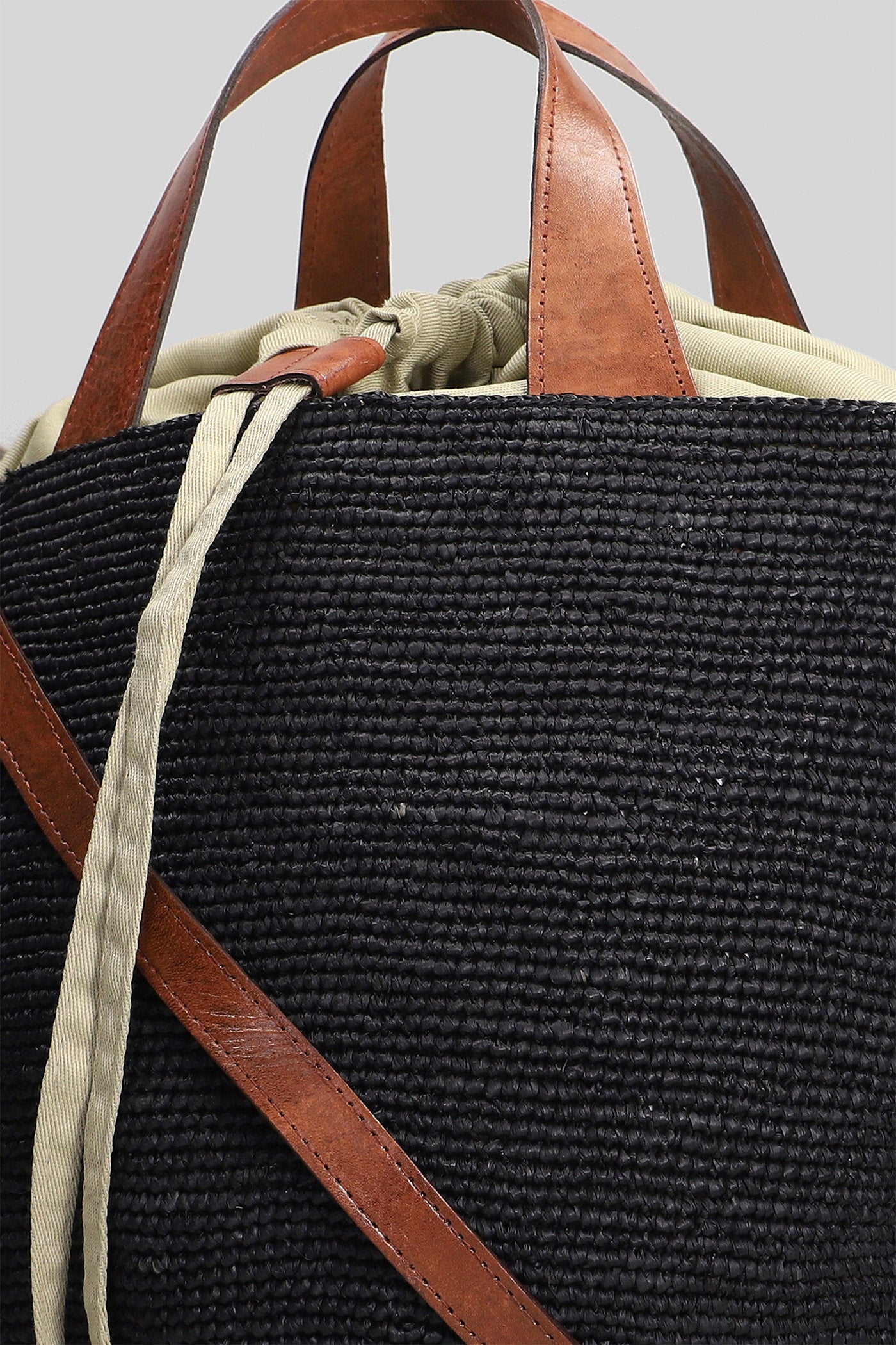 Mirozy Shoulder Bag Black Raffia Borse