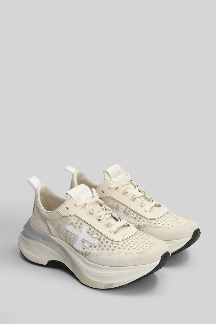 Hill Sneakers Beige Suede And Fabric Scarpe