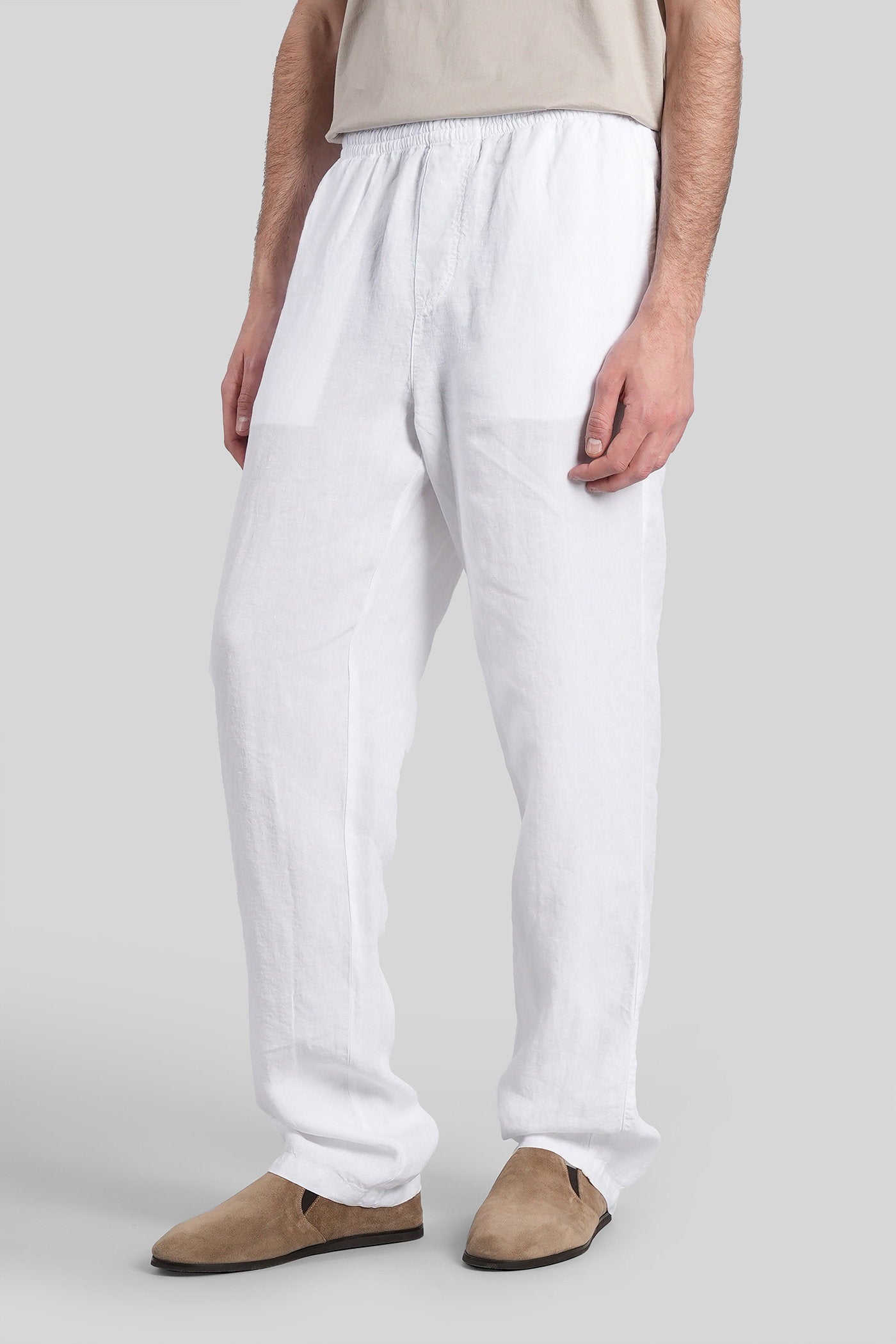 Ventura Pants White Linen Abbigliamento
