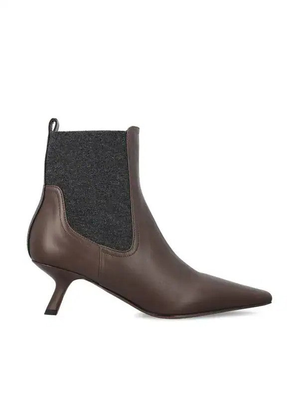 Brunello Cucinelli Womens Brown Wool-Lined Leather Chelsea Boots One Color