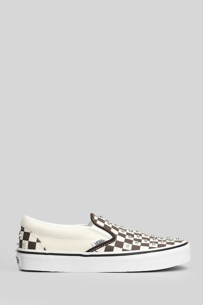 Classic Slip On Sneakers Beige Canvas Scarpe