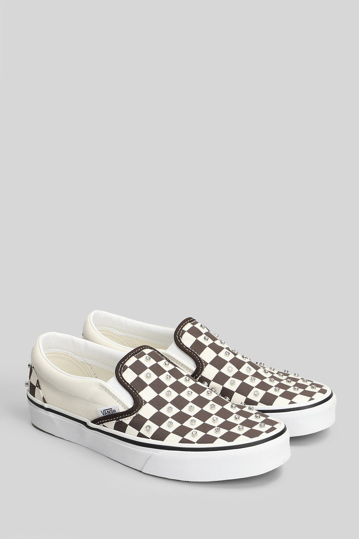 Classic Slip On Sneakers Beige Canvas Scarpe