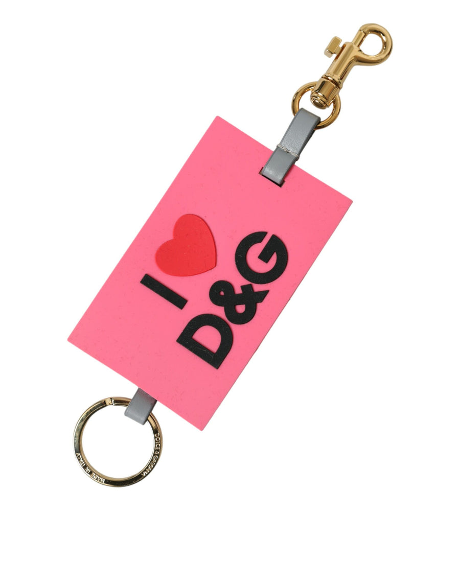 Dolce & Gabbana 40% Silicone 20% Zamak 20% Steel 20% Leather key case in pink