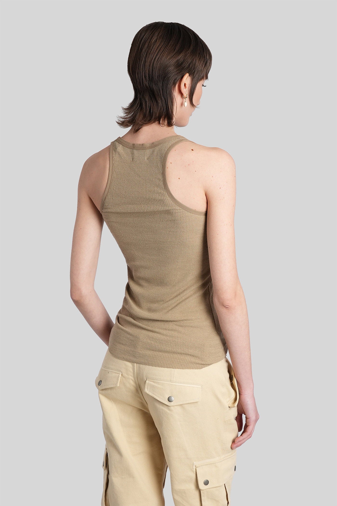 Helma Tank Top In Taupe Silk Abbigliamento