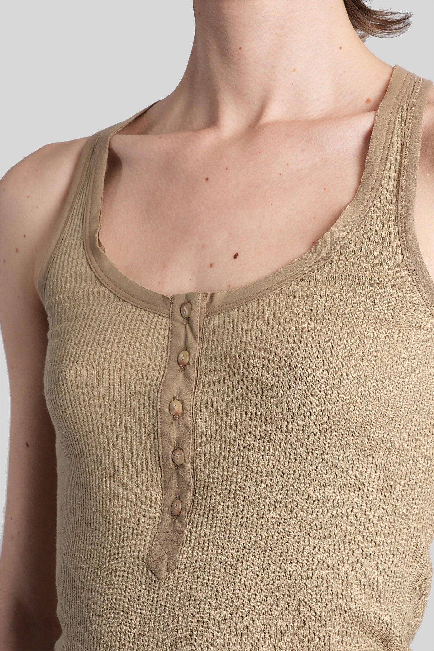 Helma Tank Top In Taupe Silk Abbigliamento