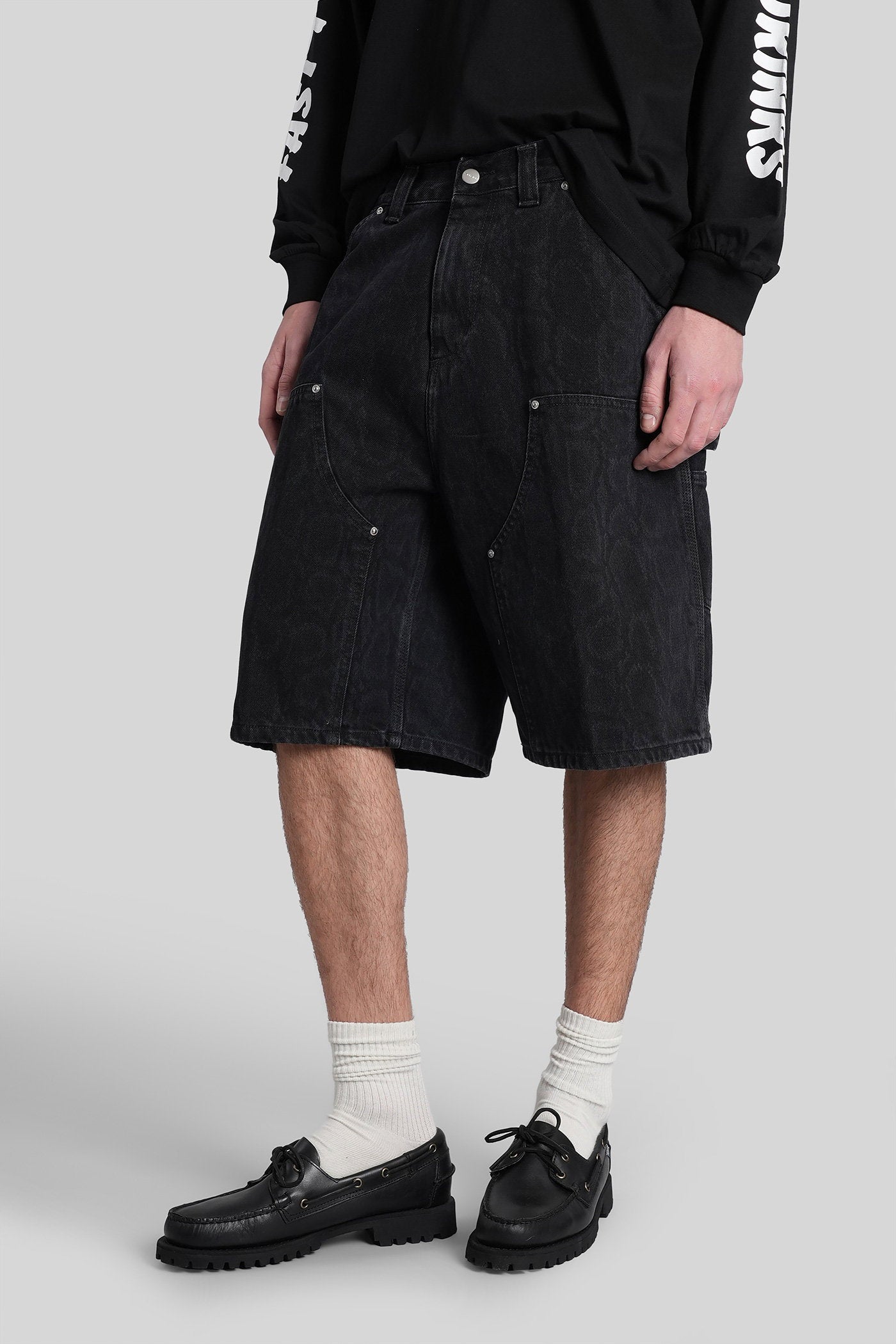 Og Double Knee Short Black Cotton Abbigliamento