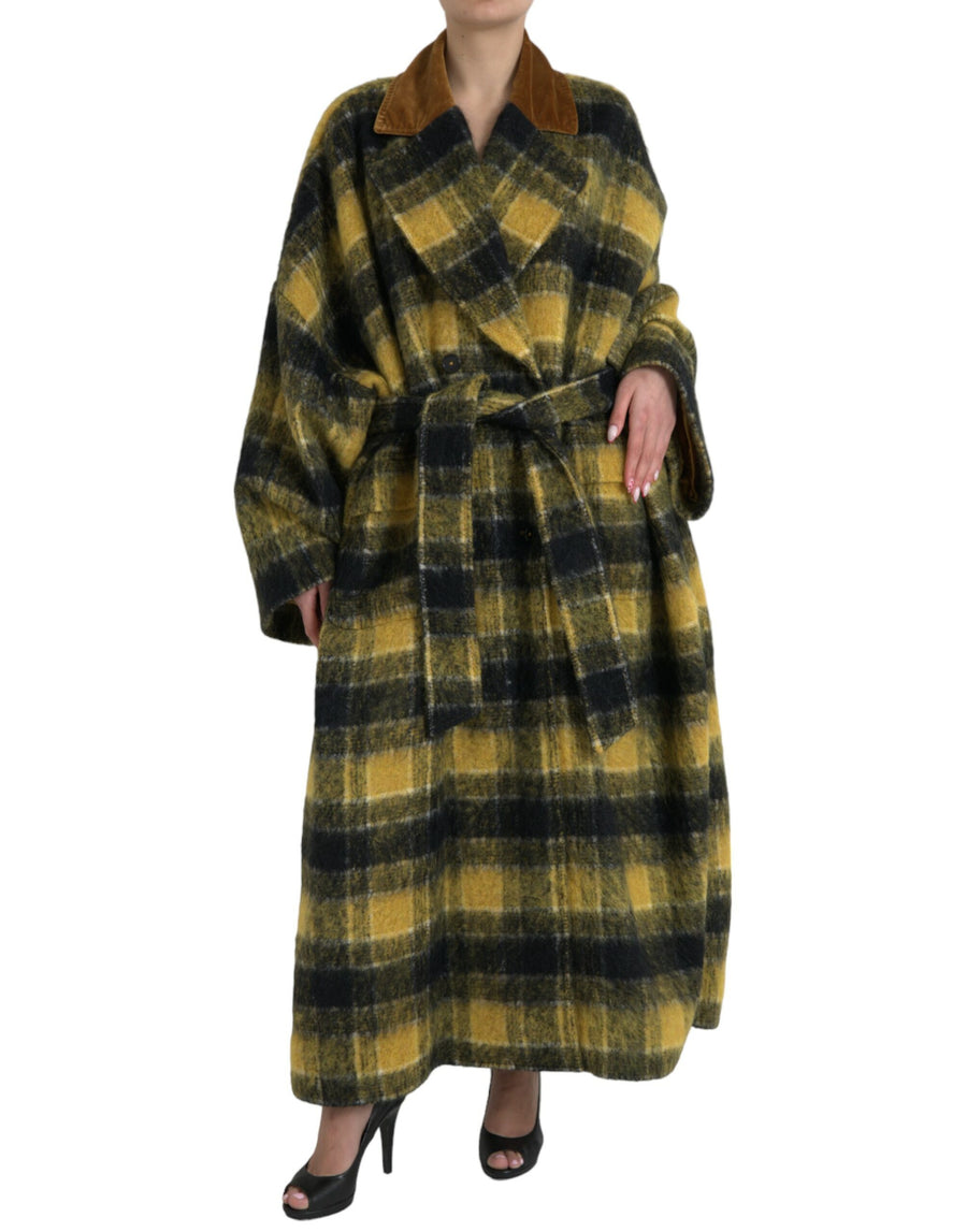 Dolce & Gabbana 27% Angora 26% Polyester Film Fiber 21% Wool 10% Nylon 8% Virgin Wool 8% Mohair coat in yellow