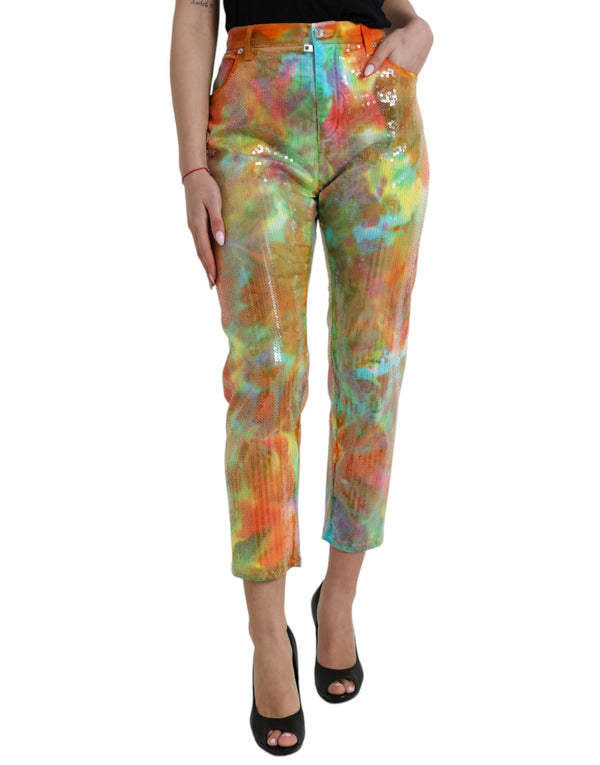 Dolce & Gabbana 96% Cotton cropped pants in multicolor