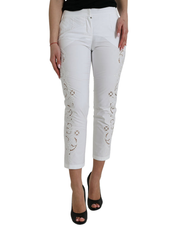 Dolce & Gabbana 90% Cotton trousers in white