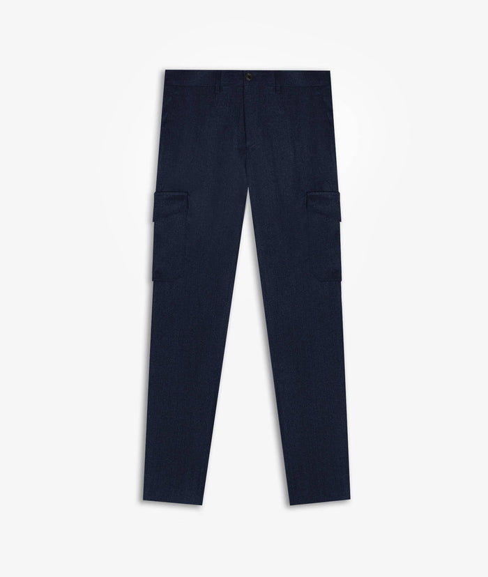 Wool Cargo Trousers Verbier Blue No Pinces