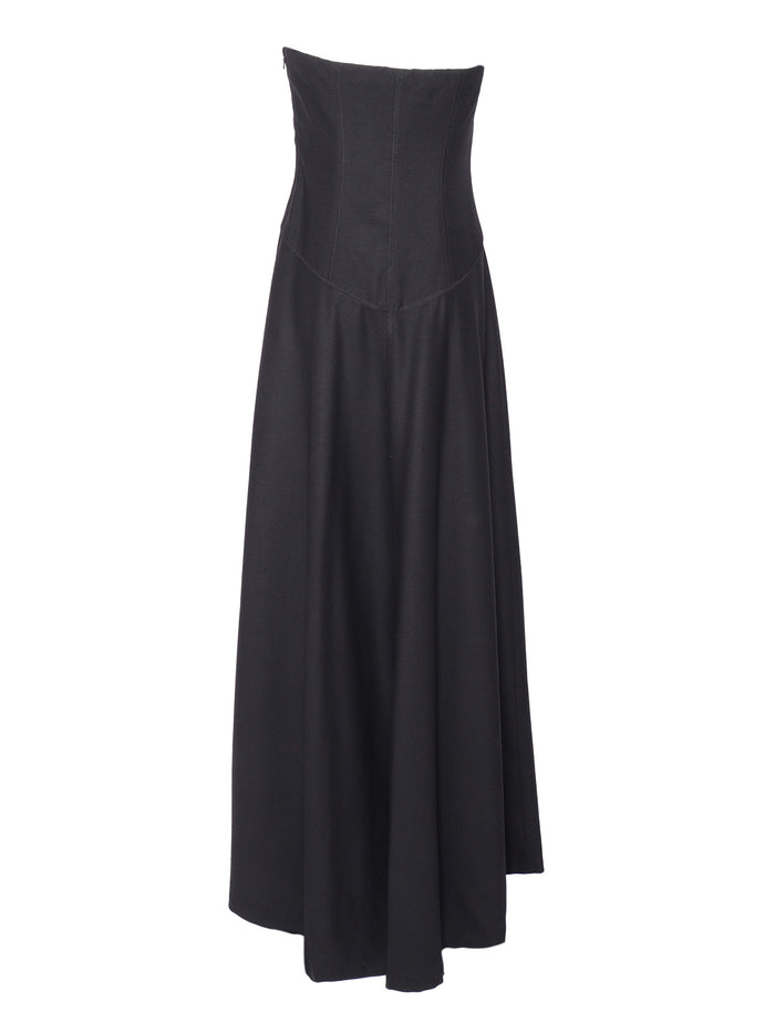 Long dress Black Virgin Wool Elastane