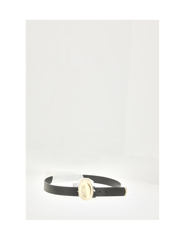 Belt Madallion Gold-Black Gold/black Calf Leather