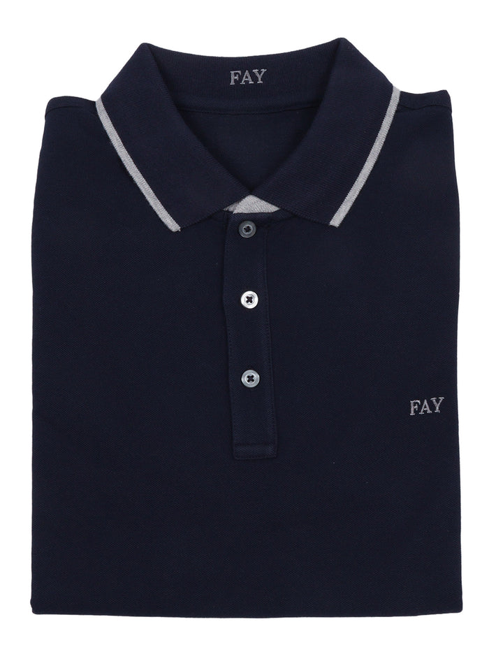 DB COLLAR PIQUET POLO Blue Cotton Elastane Shirt