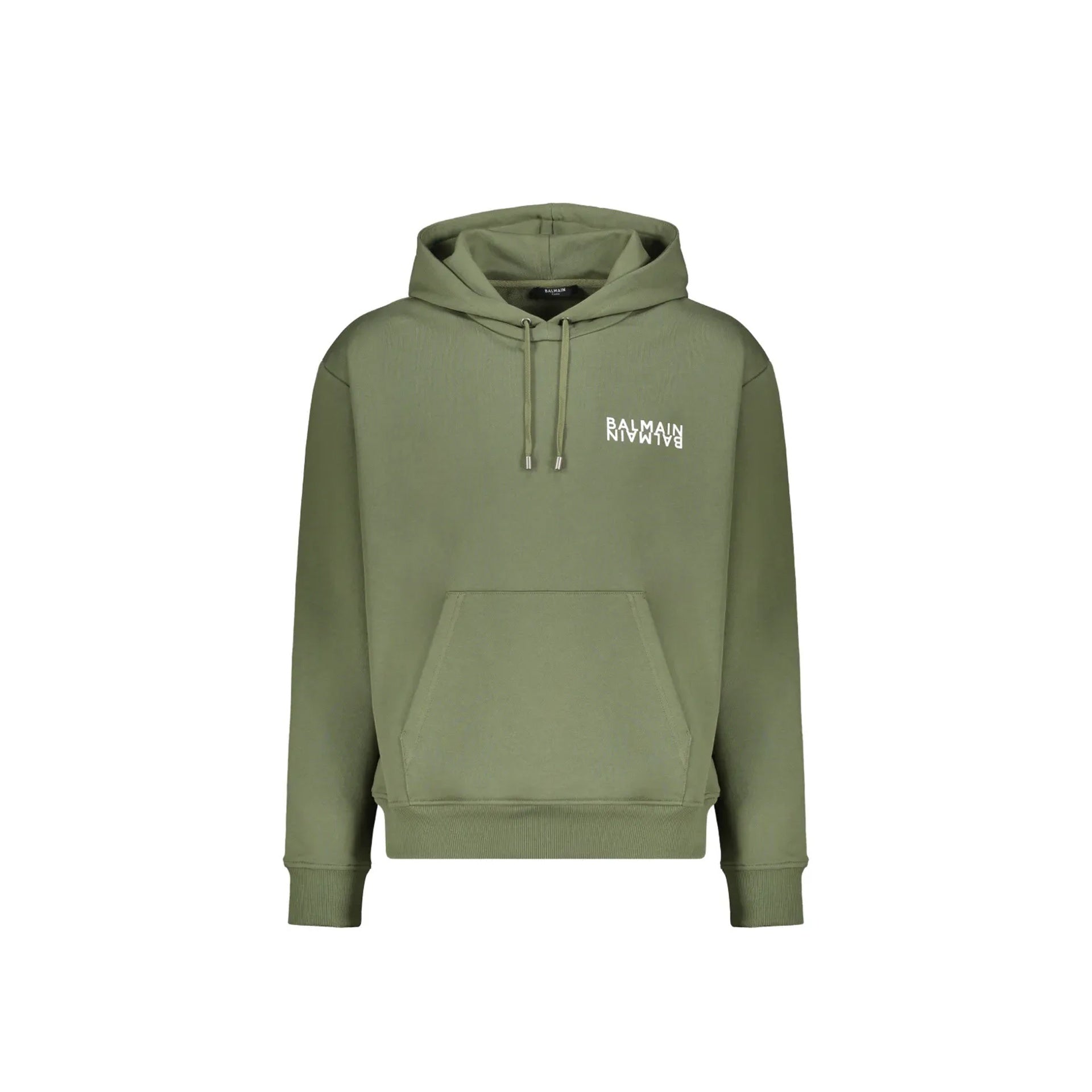 Logo Motif Hoodie Green Cotton