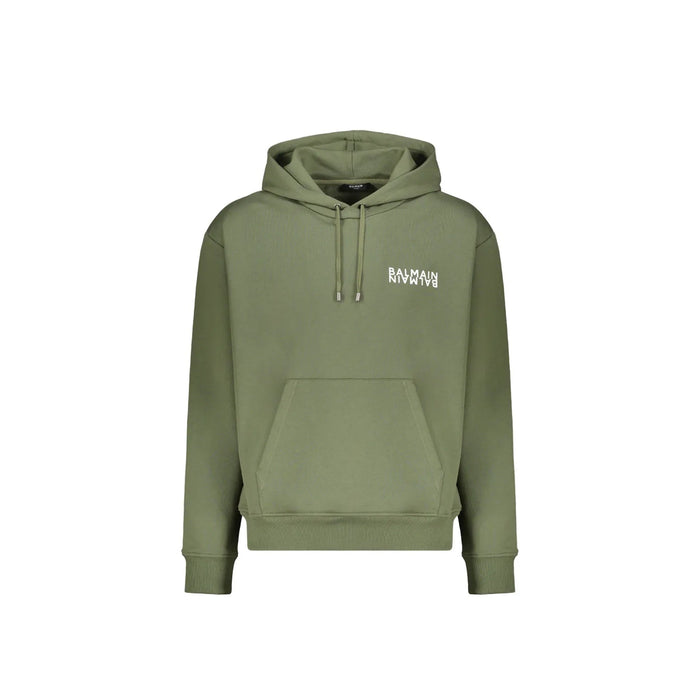 Logo Motif Hoodie Green Cotton