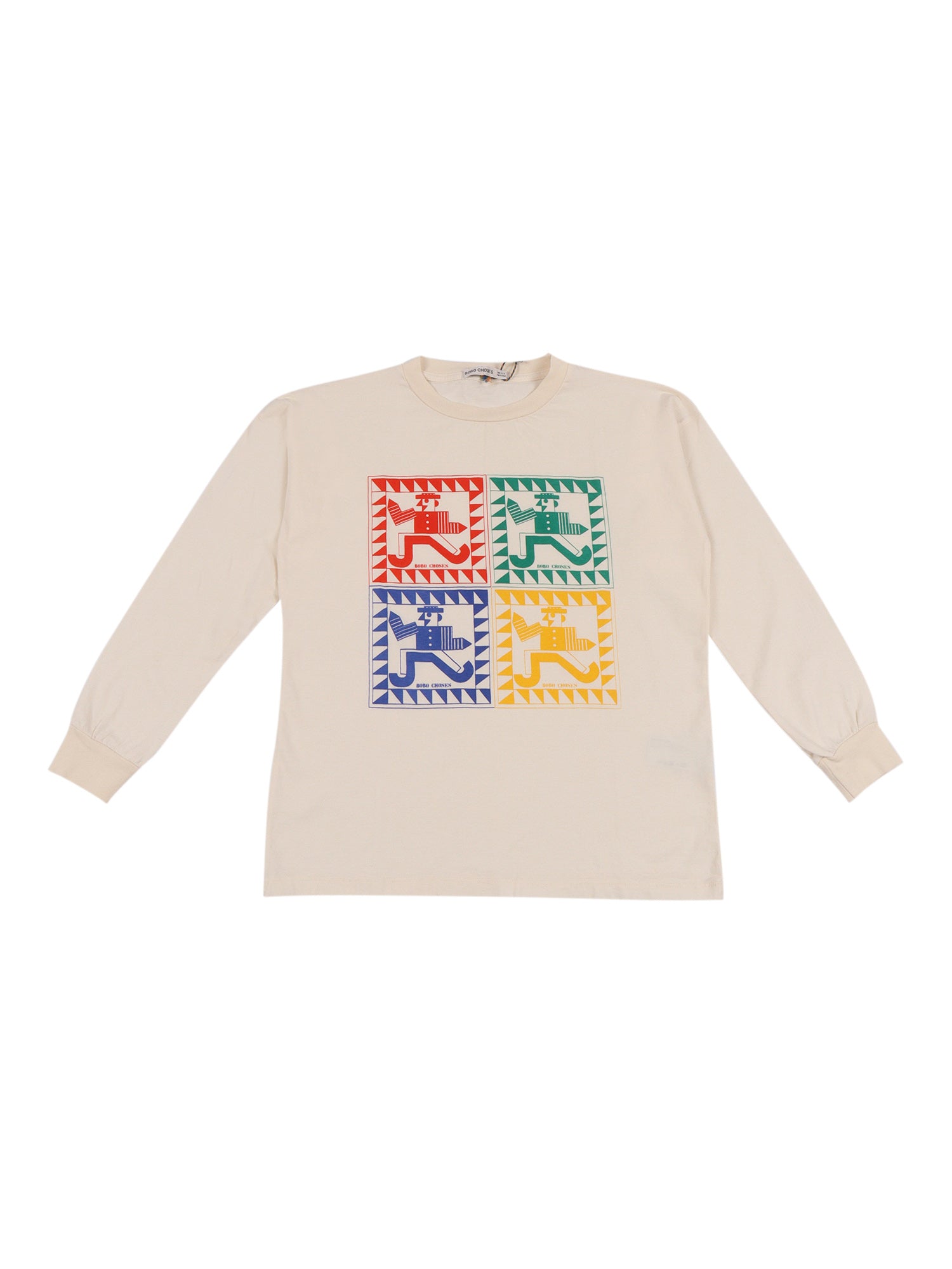 Rainbow Mr Pencil T-Shirt White Organic Cotton Long Sleeves