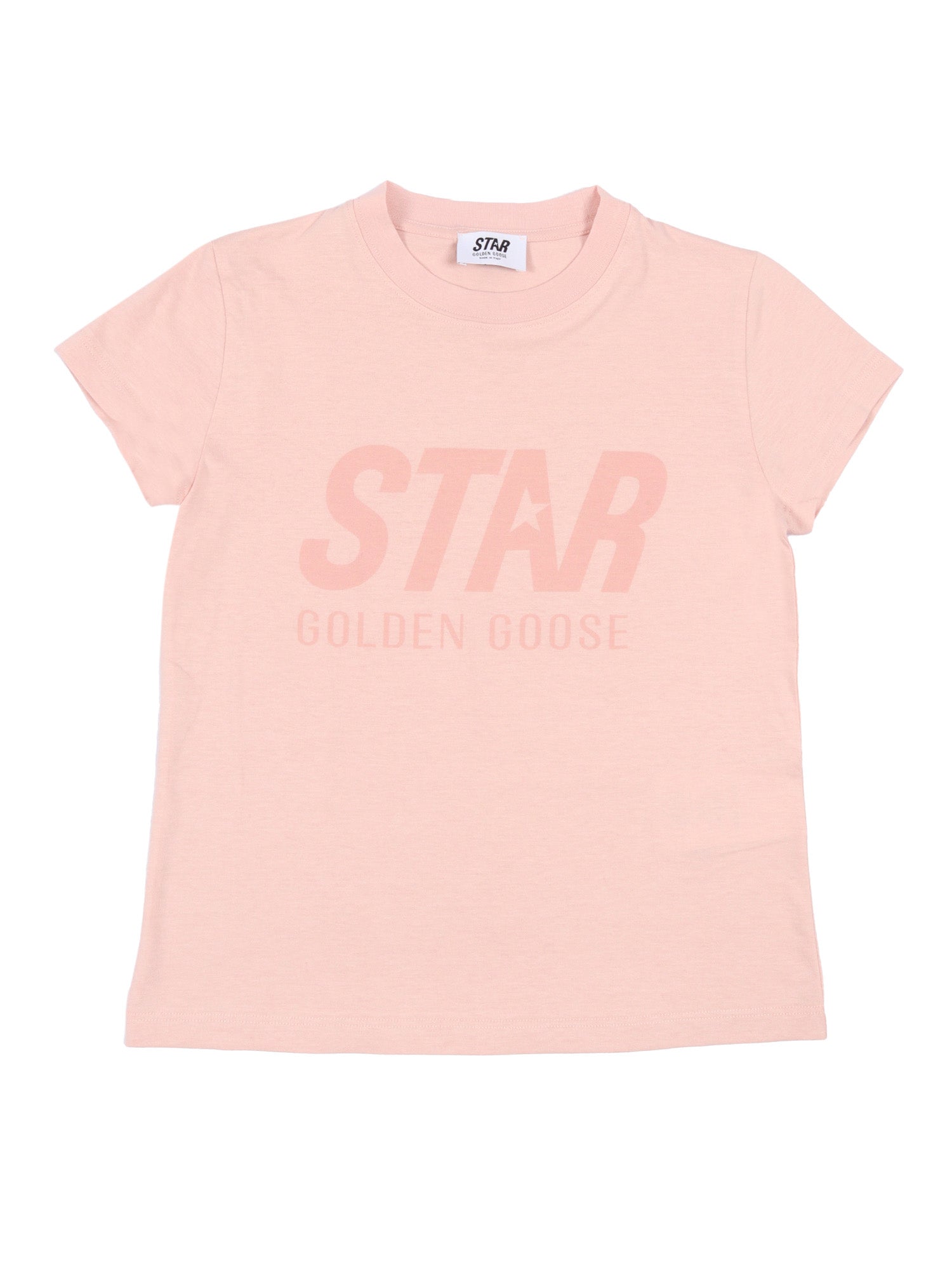 Star Girls T-Shirt S-S Logo Tonal Print Pink Cotton Rib Short Sleeves