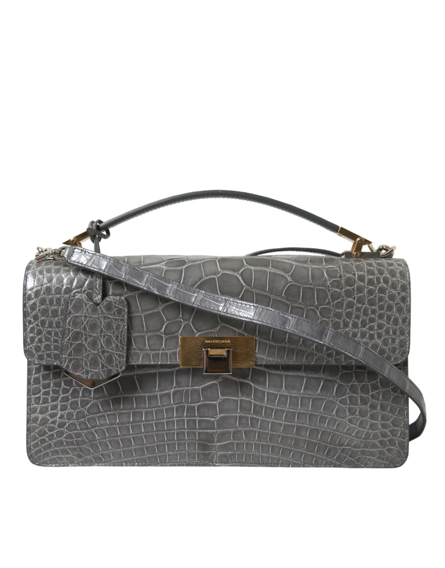 Balenciaga 100% Alligator Leather shoulder bag in gray