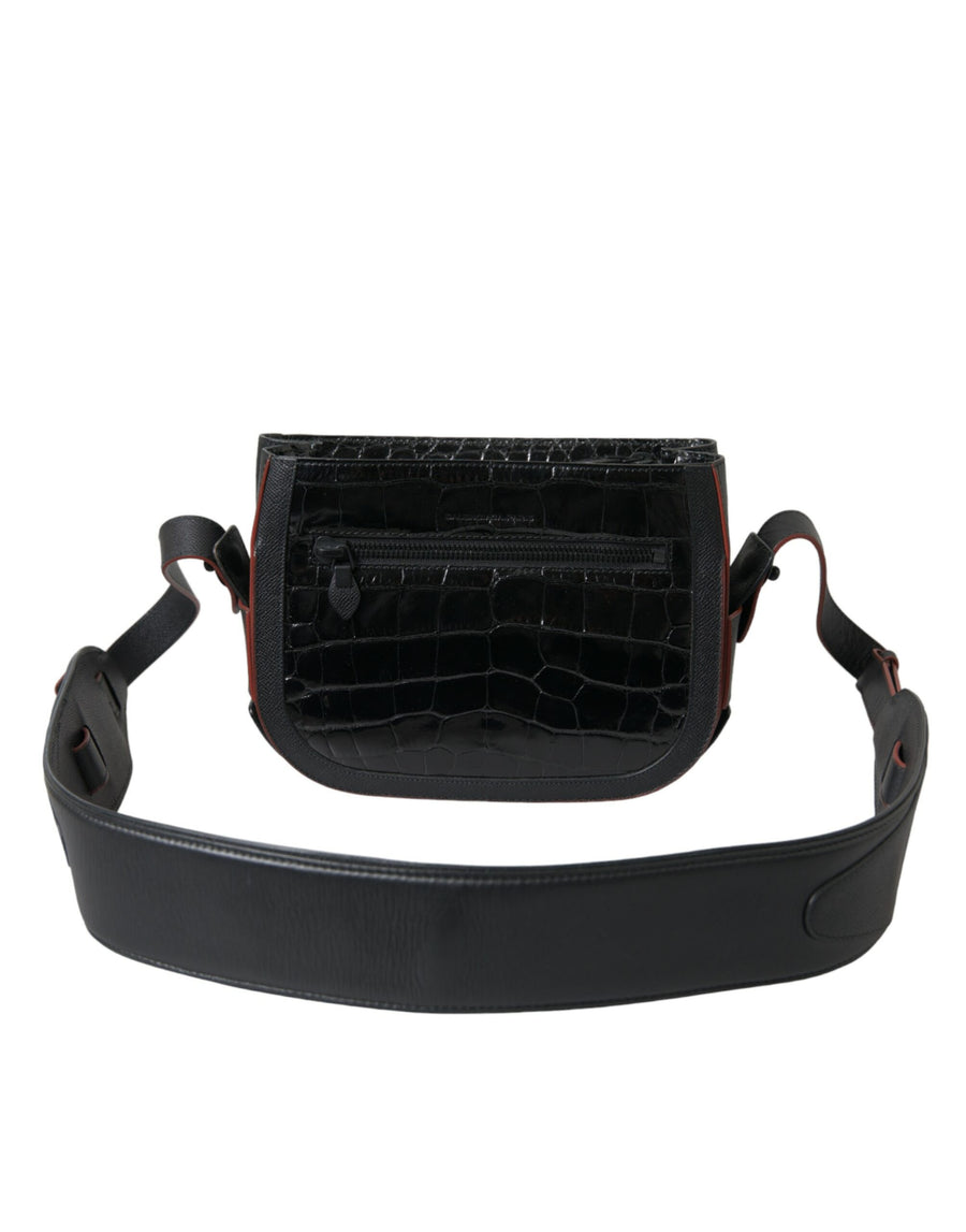 Balenciaga 100% Crocodile exotic Leather shoulder bag in black