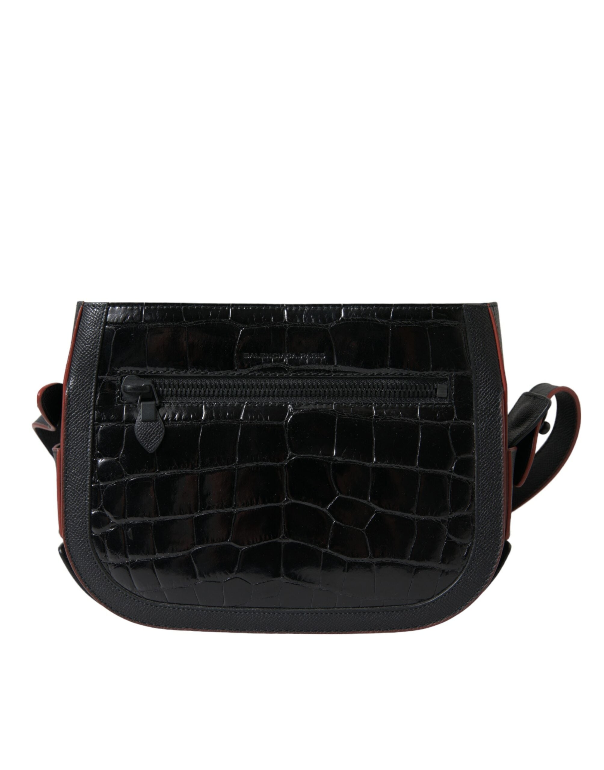 Black Exotic Leather Shoulder Crossbody Camera Bag Crocodile
