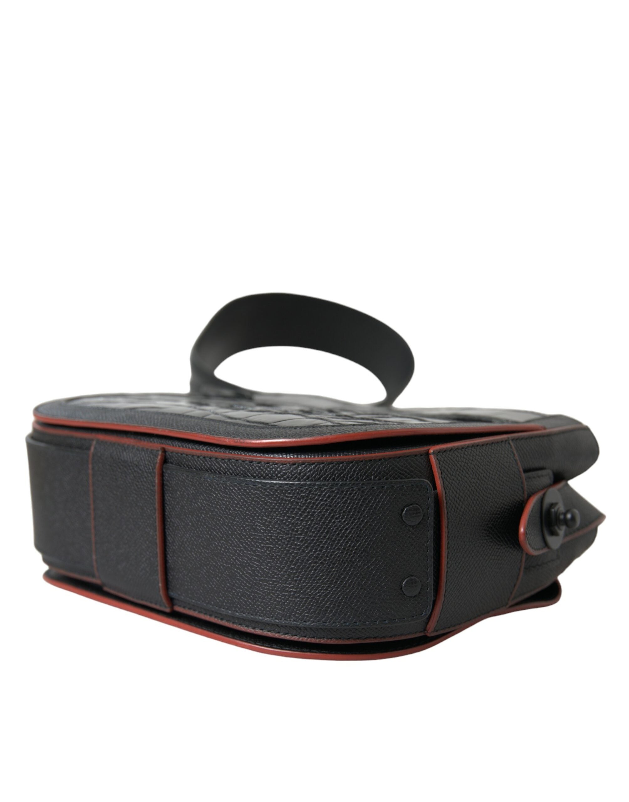 Black Exotic Leather Shoulder Crossbody Camera Bag Crocodile