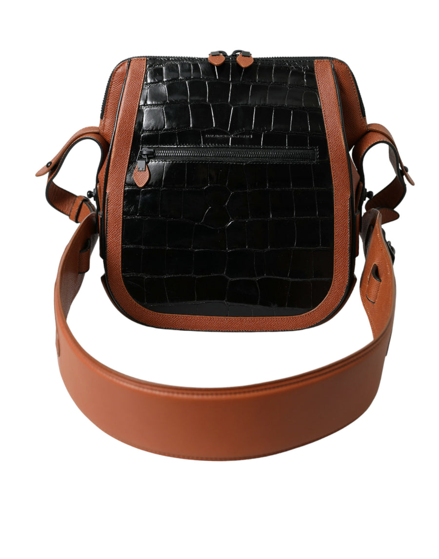 Balenciaga 100% Crocodile skin crossbody bag in black