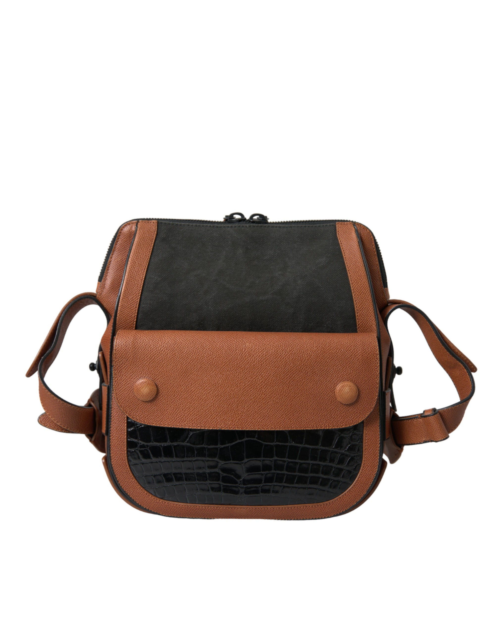Black Brown Exotic Skin Leather Vertical Crossbody Purse Bag And Crocodile