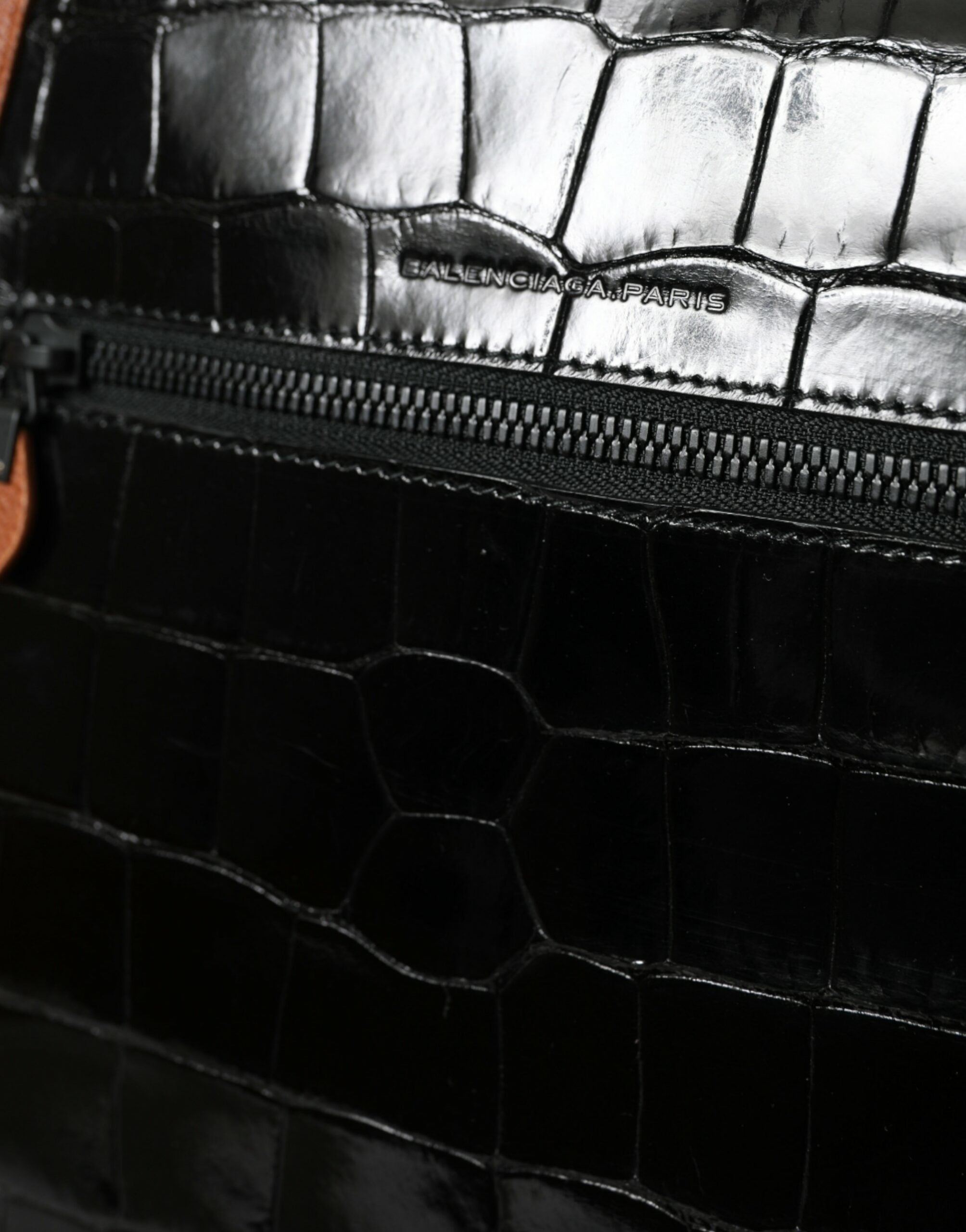 Black Brown Exotic Skin Leather Vertical Crossbody Purse Bag And Crocodile