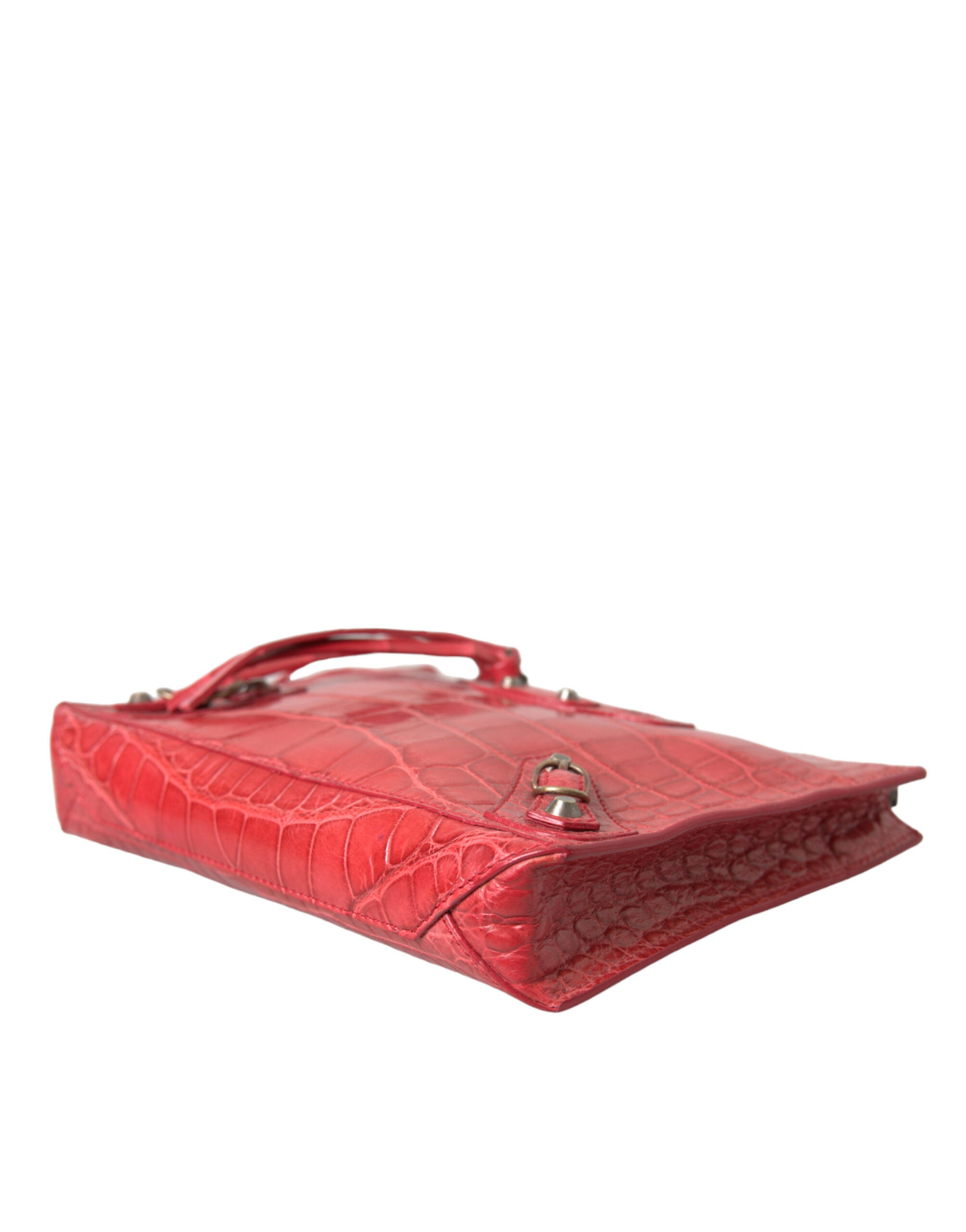 Red Exotic Skin Leather Classic Pouch Purse Wristlet Bag Alligatorskin