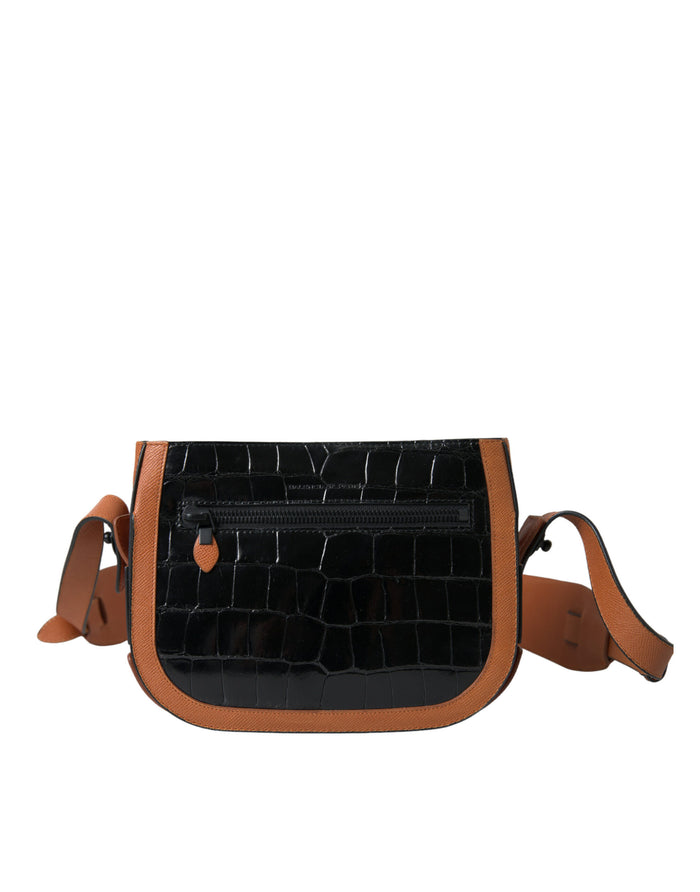 Black Brown Exotic Skin Leather Shoulder Camera Purse Bag And Crocodile
