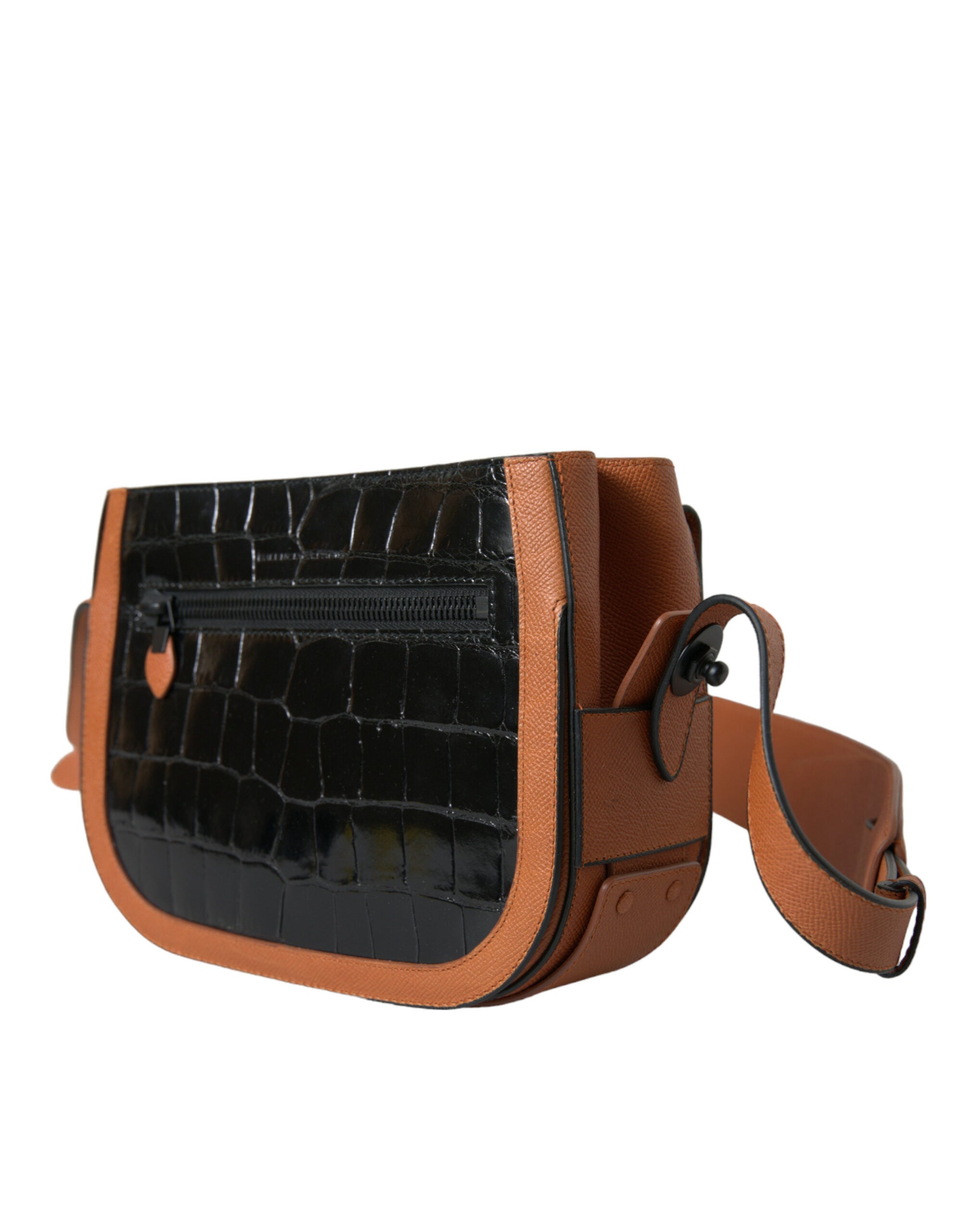 Black Brown Exotic Skin Leather Shoulder Camera Purse Bag And Crocodile