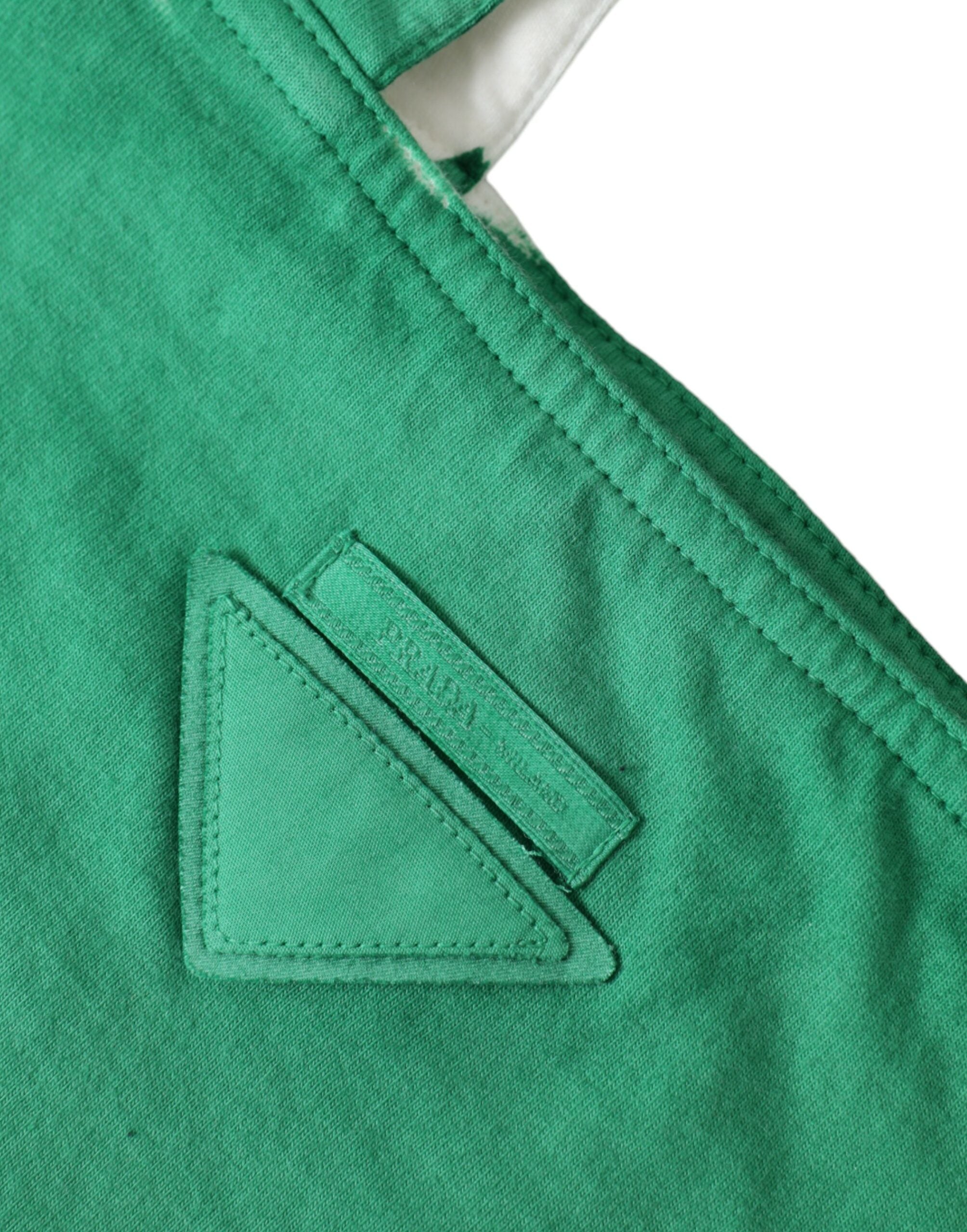 Green Jersey Fabric Logo Shoulder Shopping Tote Bag