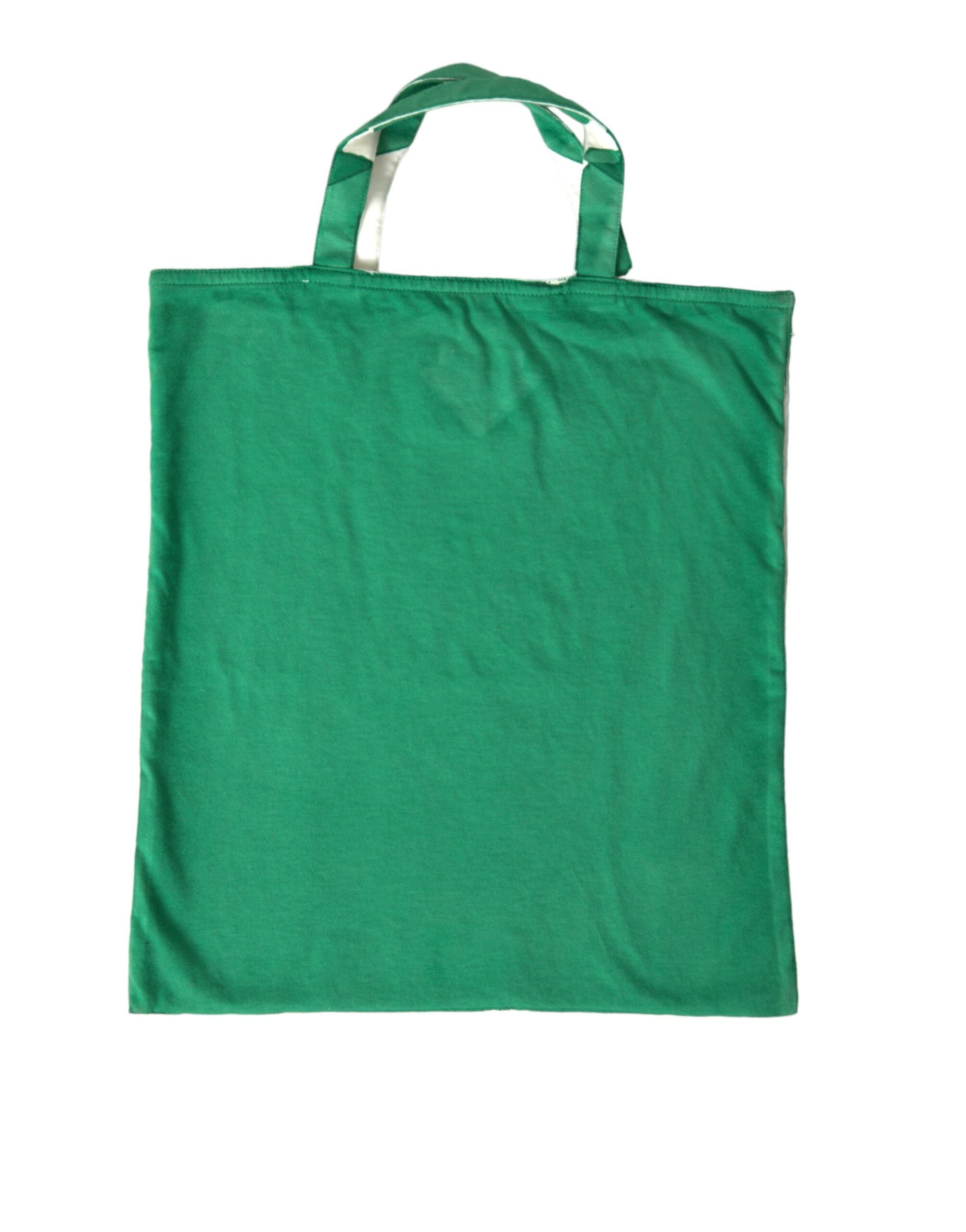 Green Jersey Fabric Logo Shoulder Shopping Tote Bag