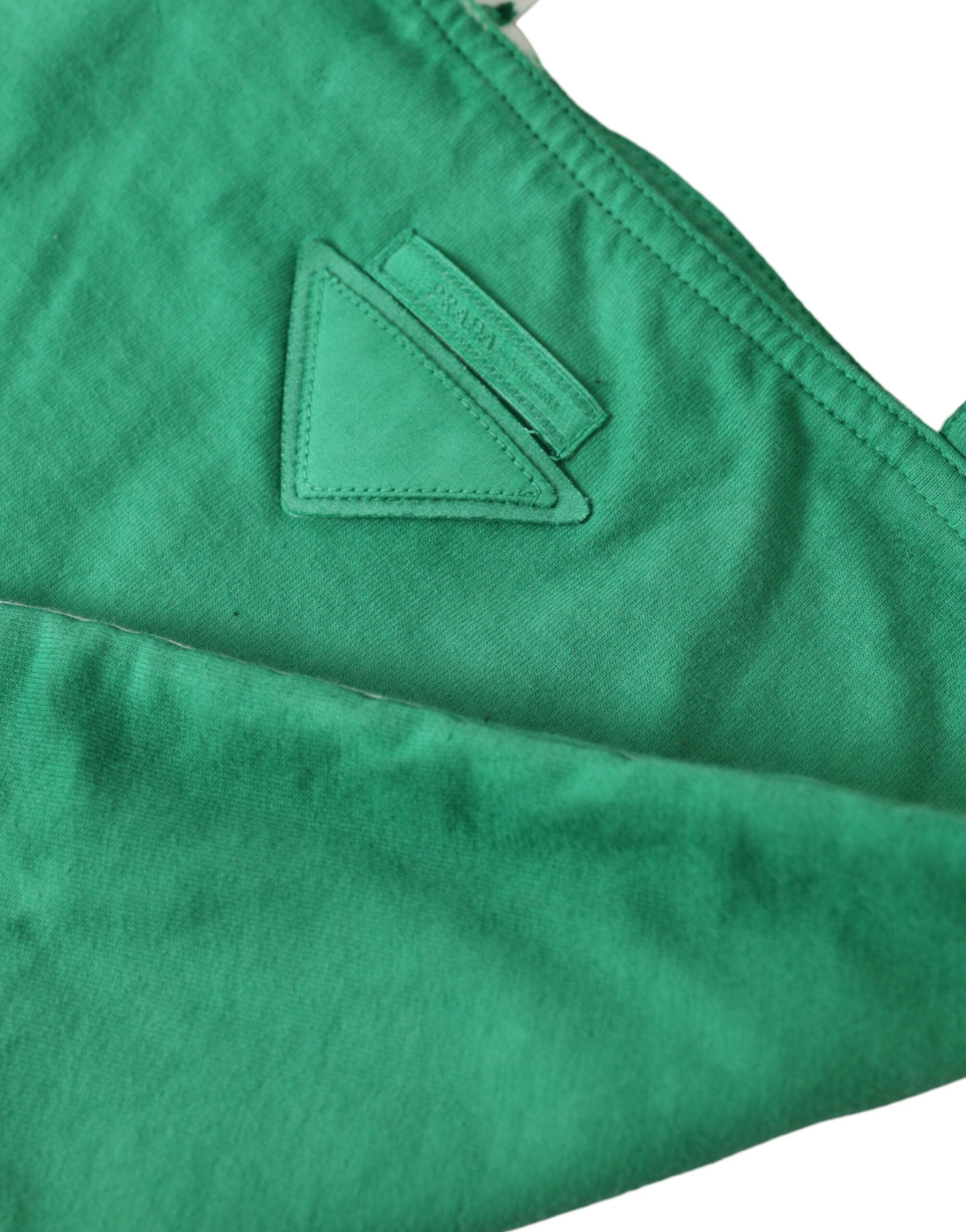 Green Jersey Fabric Logo Shoulder Shopping Tote Bag