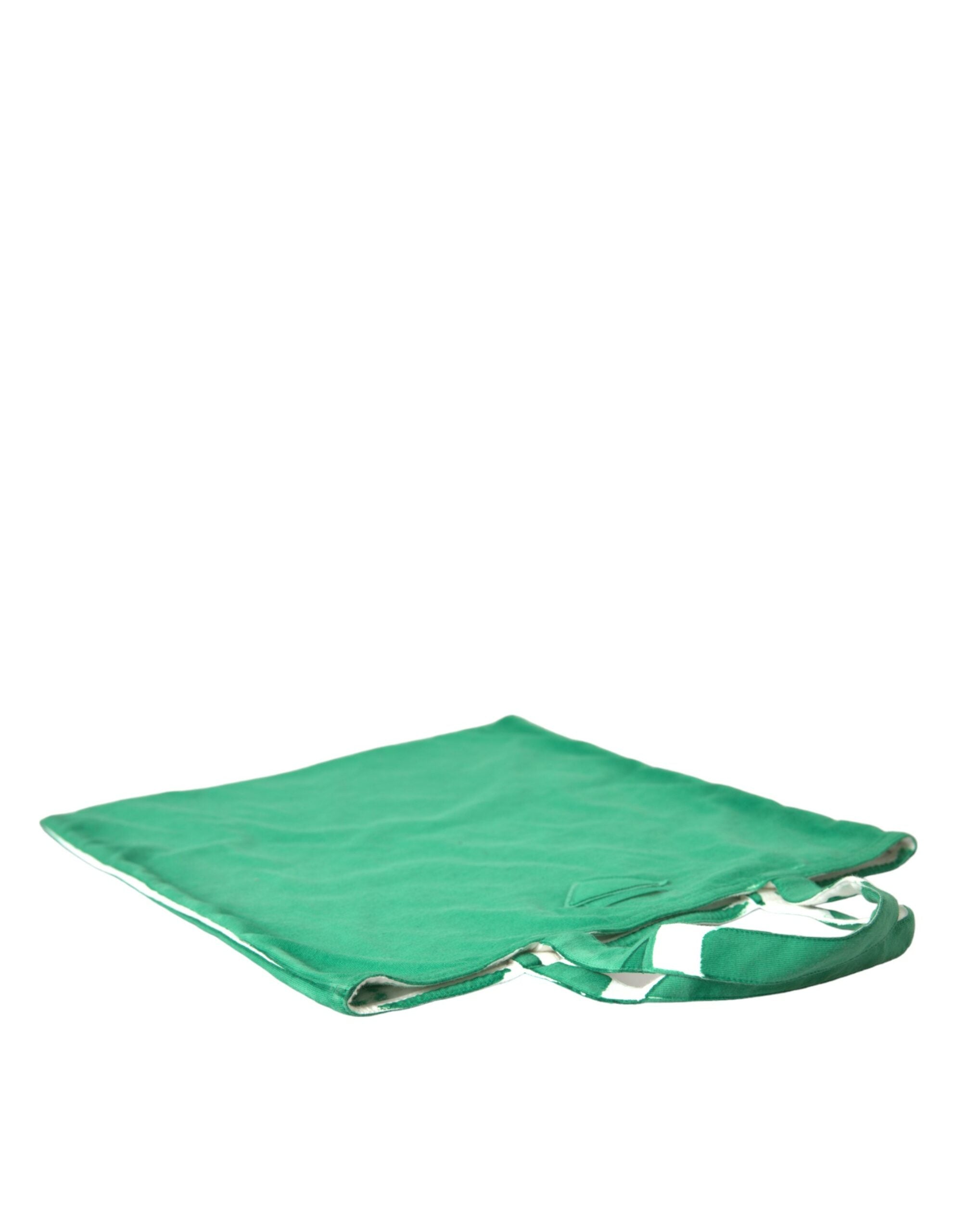 Green Jersey Fabric Logo Shoulder Shopping Tote Bag