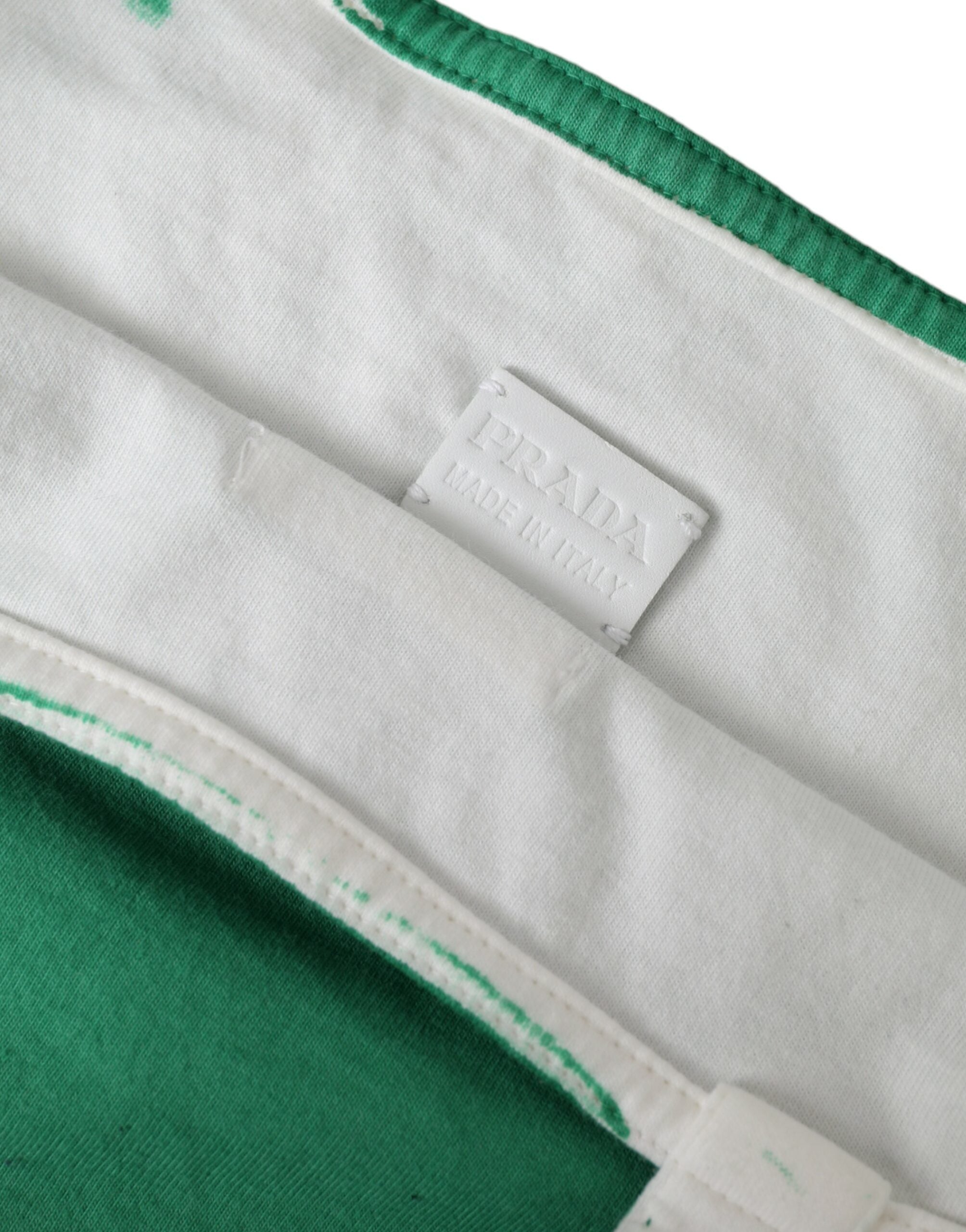 Green Jersey Fabric Logo Shoulder Shopping Tote Bag