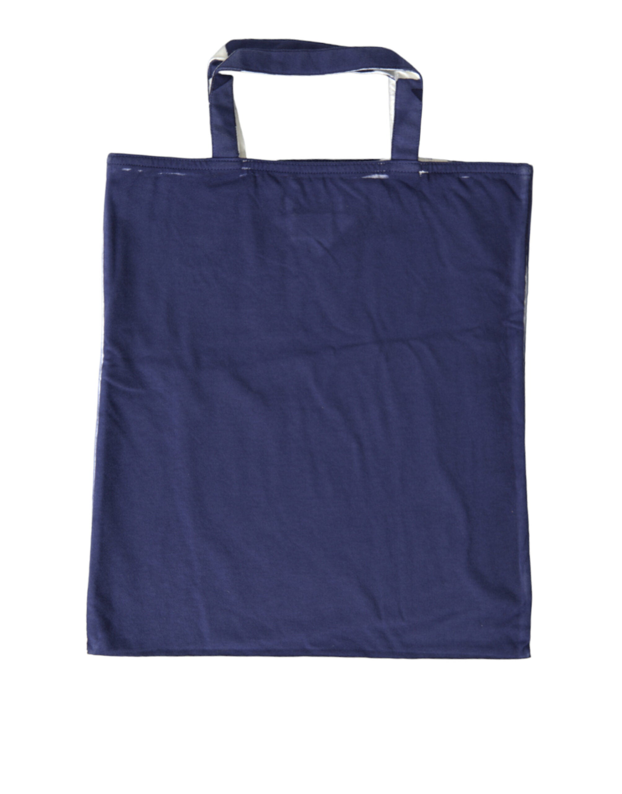 Blue Jersey Fabric Logo Shoulder Shopping Tote Bag
