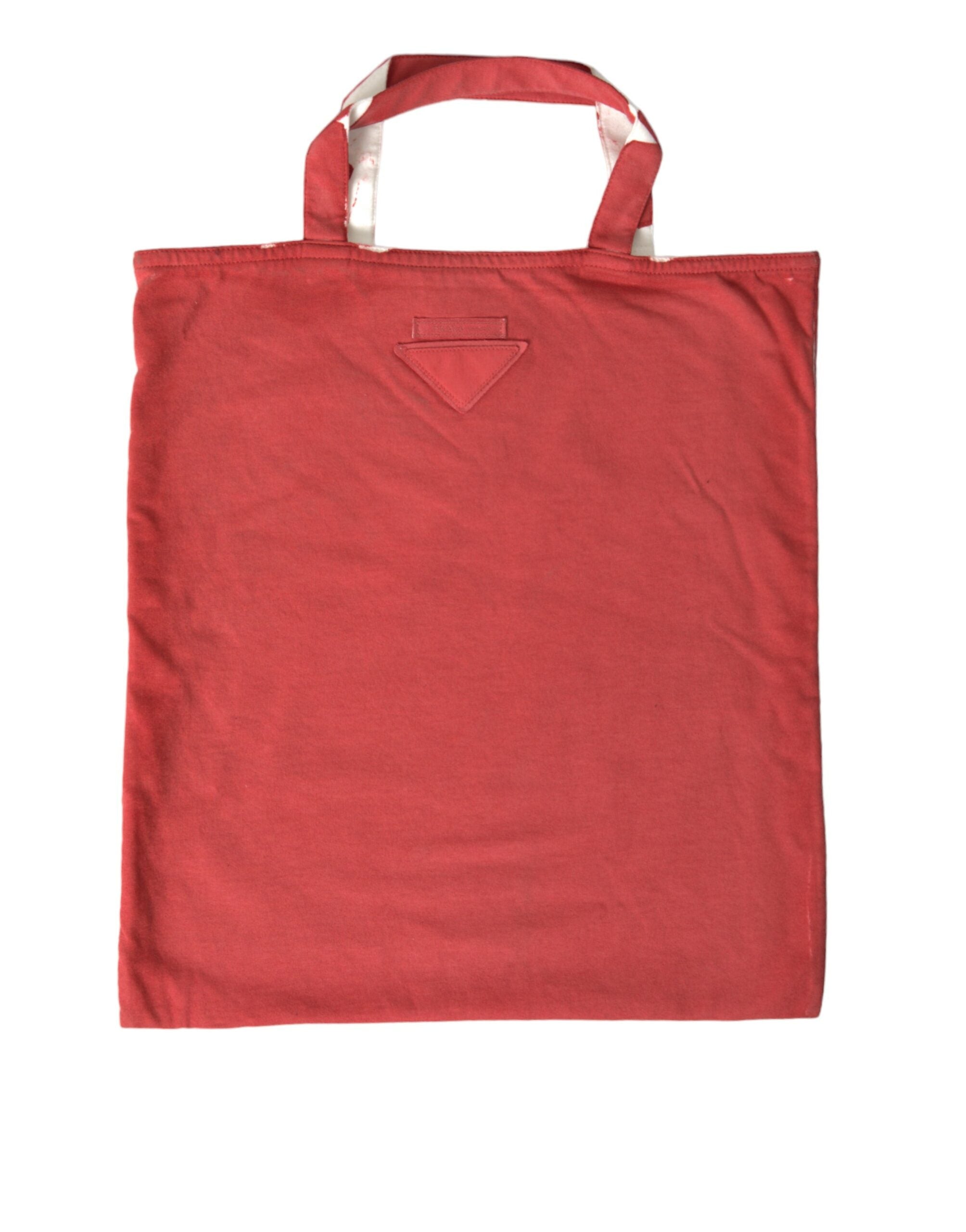 Red Jersey Fabric Logo Shoulder Shopping Tote Bag White And