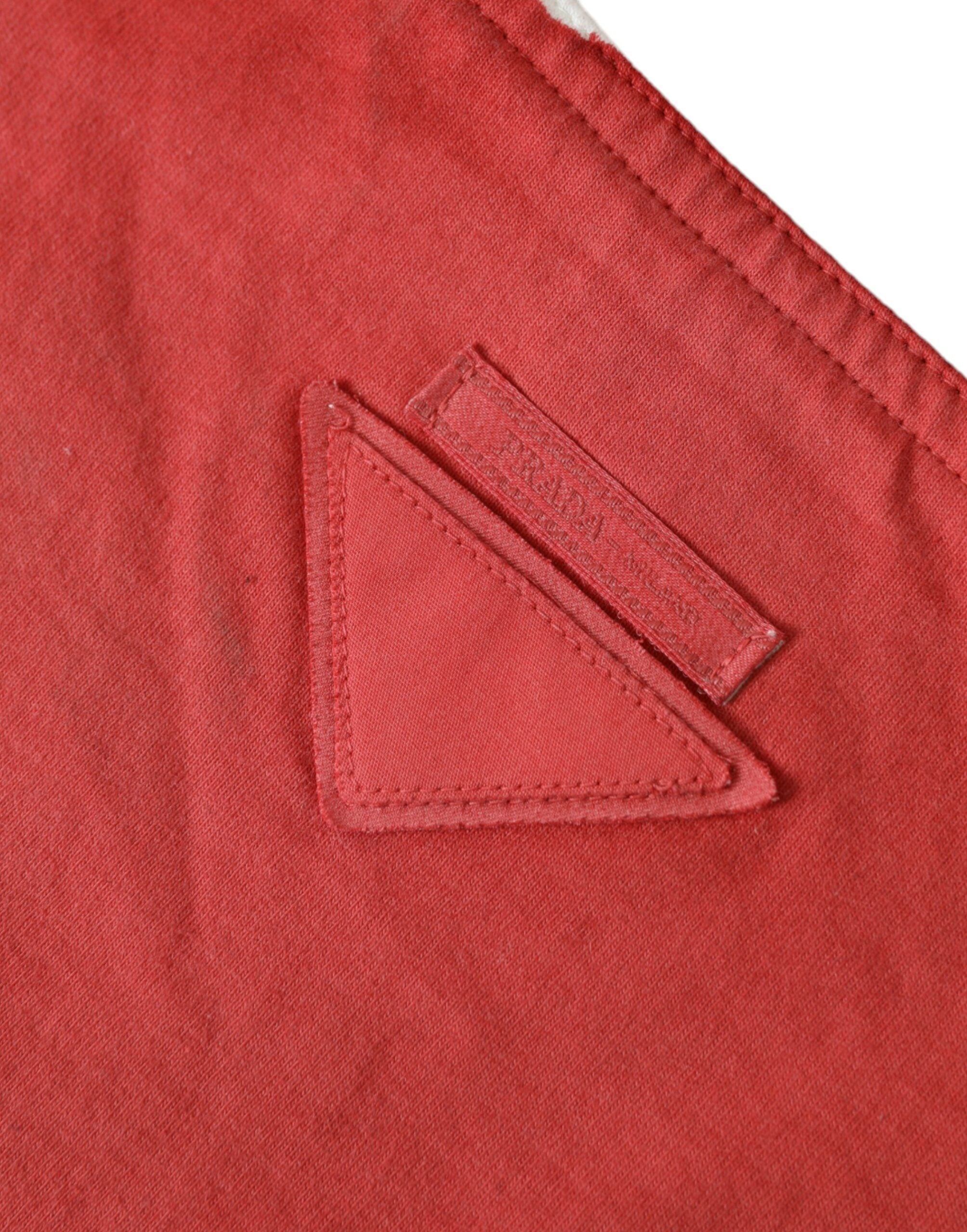 Red Jersey Fabric Logo Shoulder Shopping Tote Bag White And