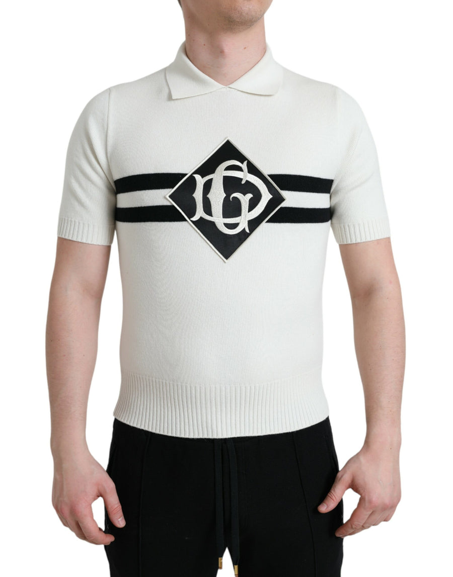 Dolce & Gabbana 100% cashmere polo in white