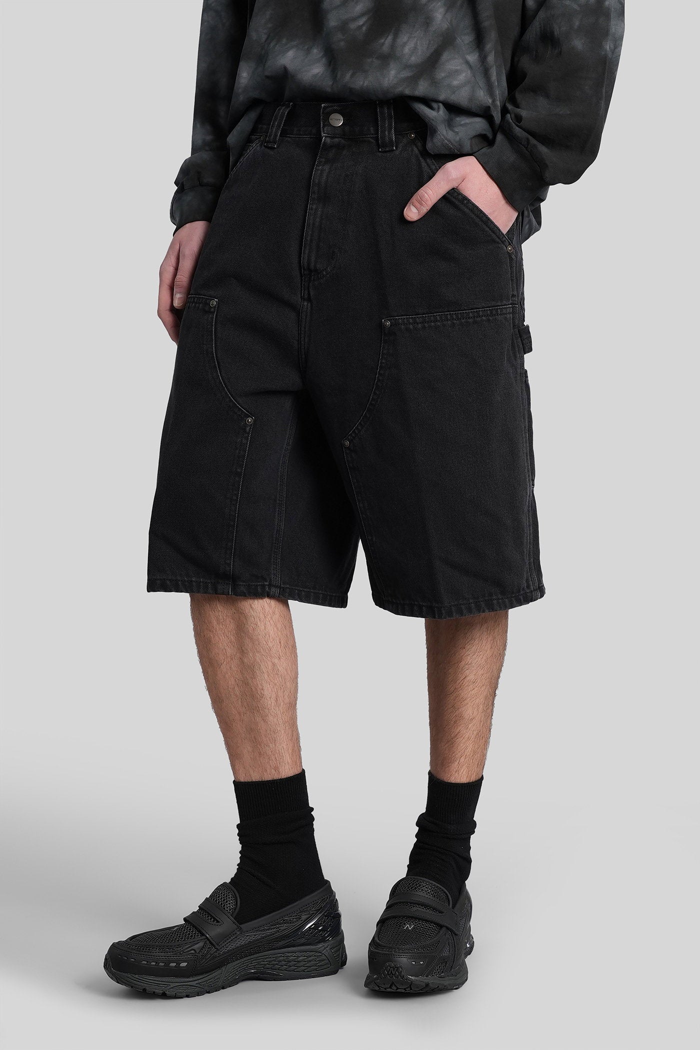 Og Double Knee Sh Shorts Black Denim Abbigliamento