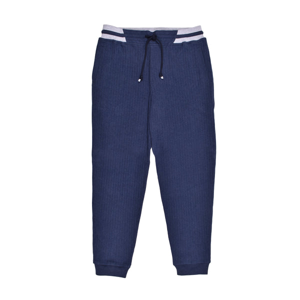 Brunello Cucinelli Mens Navy Ribbed Cotton Trousers Blue