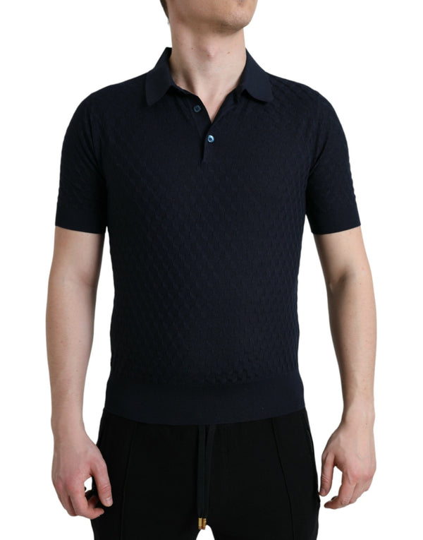 Dolce & Gabbana 100% Silk polo in navy