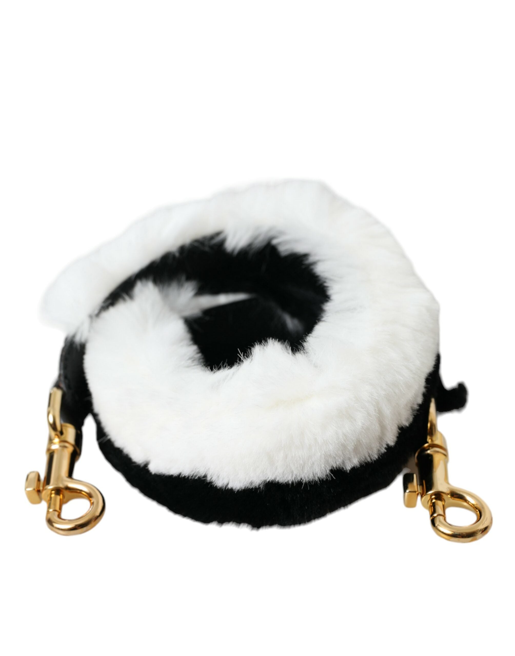 Black White Lapin Fur Accessory Shoulder Strap And Bag