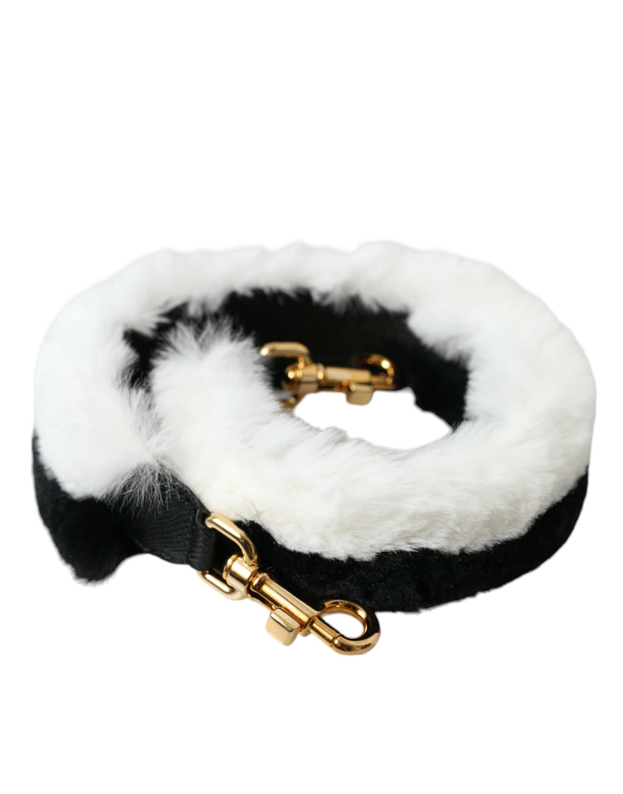 Black White Lapin Fur Accessory Shoulder Strap And Bag
