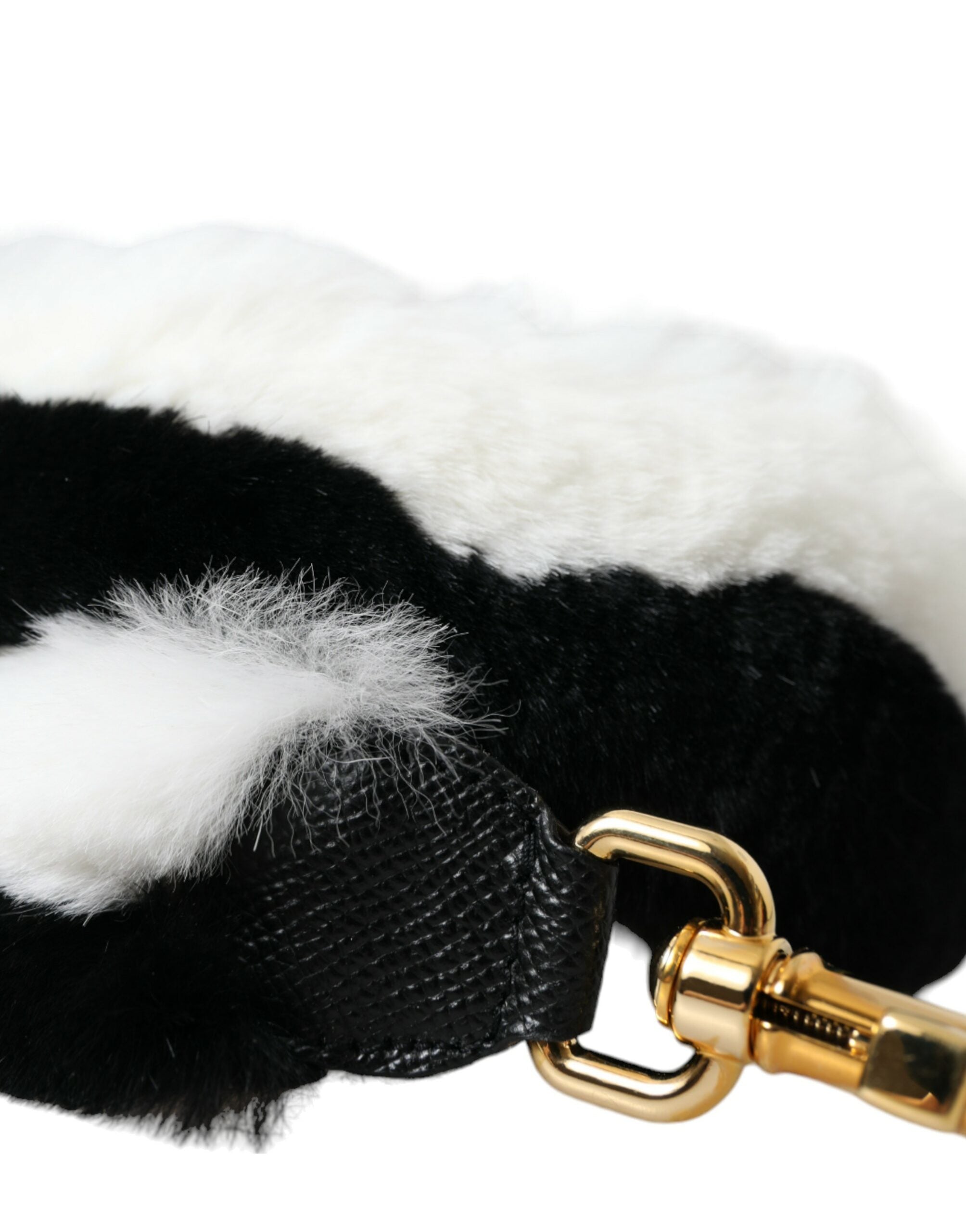 Black White Lapin Fur Accessory Shoulder Strap And Bag