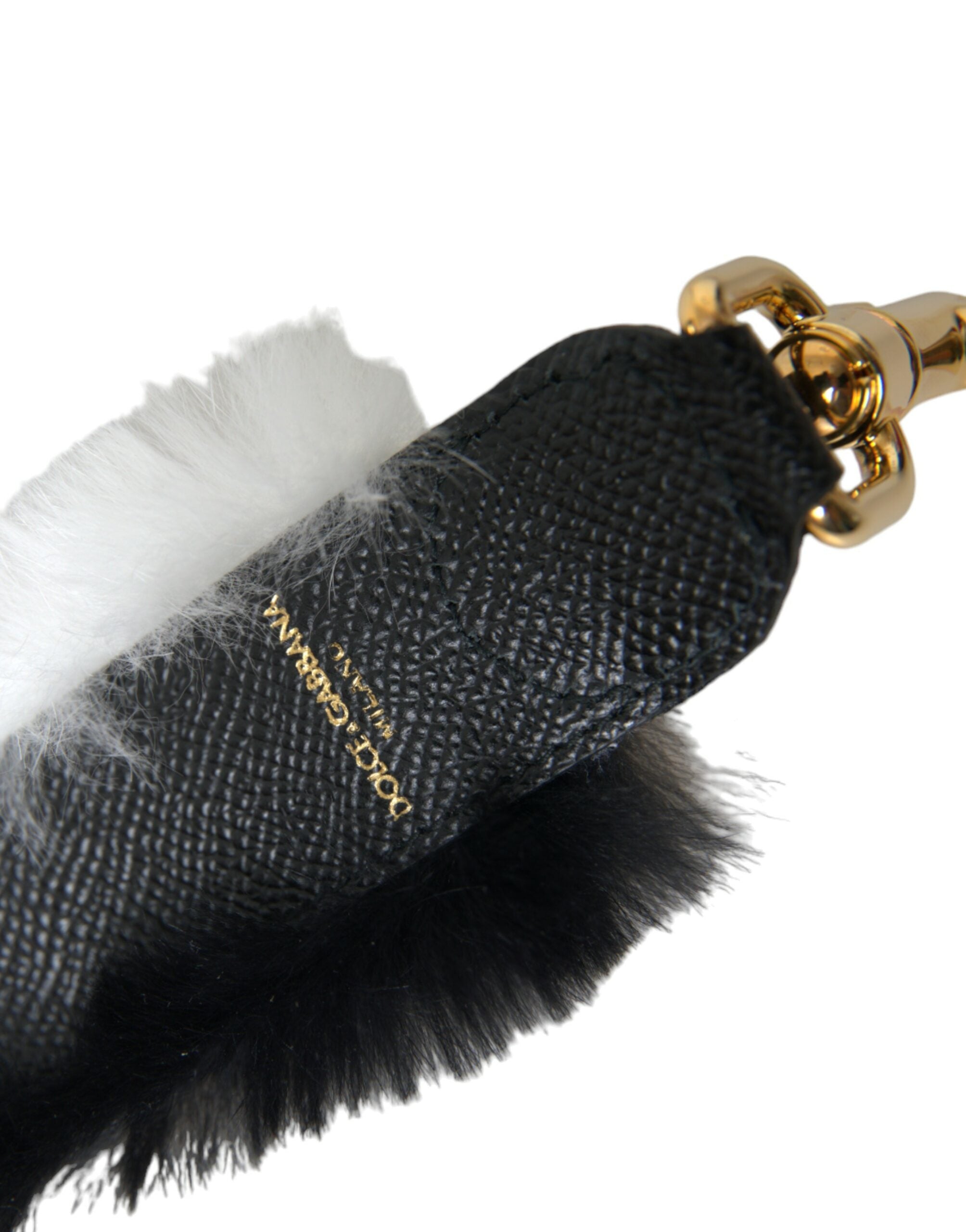 Black White Lapin Fur Accessory Shoulder Strap And Bag
