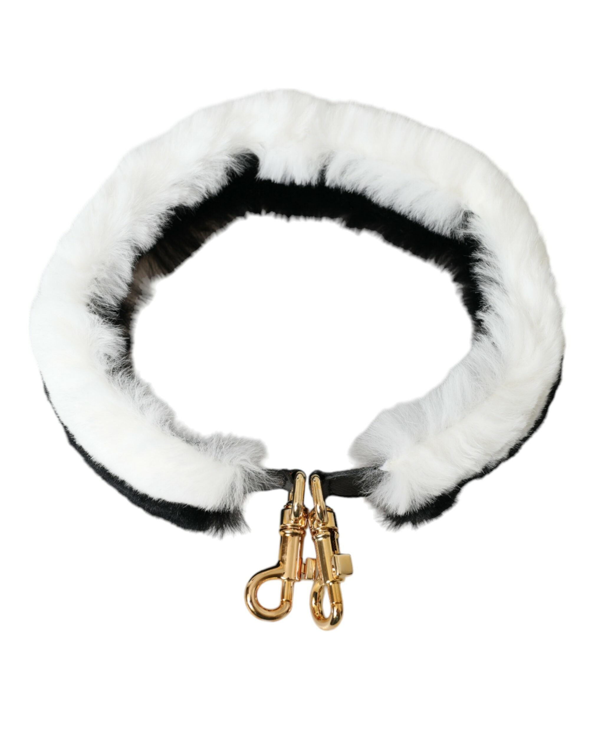 Black White Lapin Fur Accessory Shoulder Strap And Bag